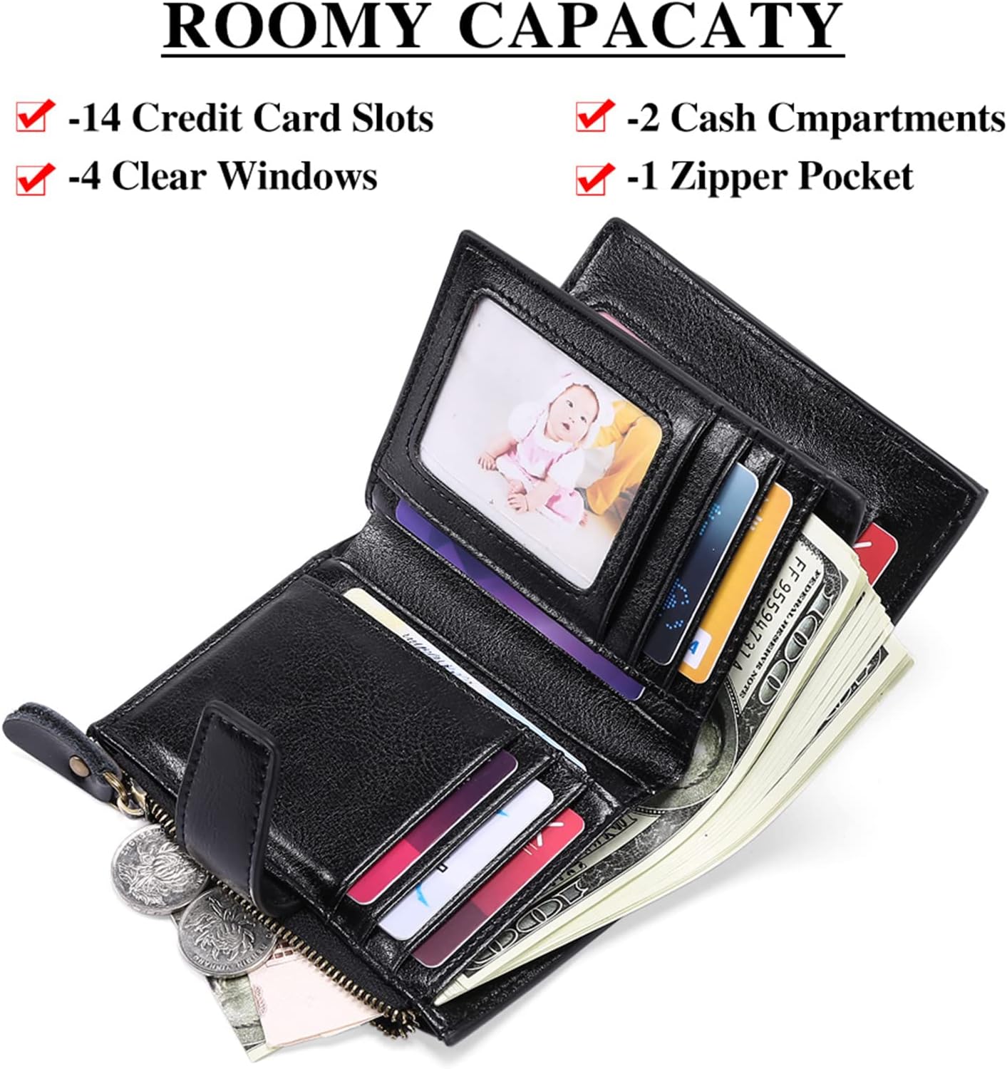 Thumbnail 4 de SENDEFN RFID Leather Small Bi-fold Wallet 5.12