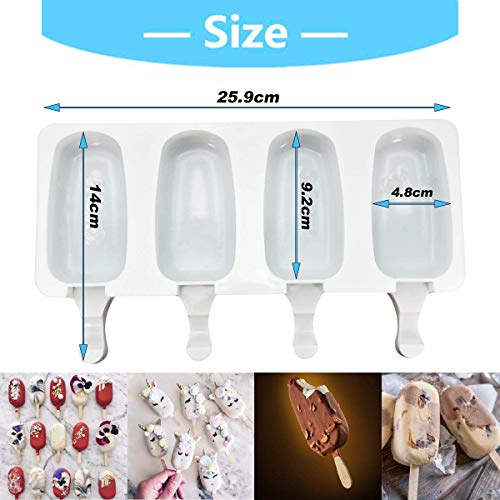 Detalle 2 de Moldes Helados Loiina – 2 Unidades, 4 Cavidades, 50 Palos de Madera, Silicona sin BPA