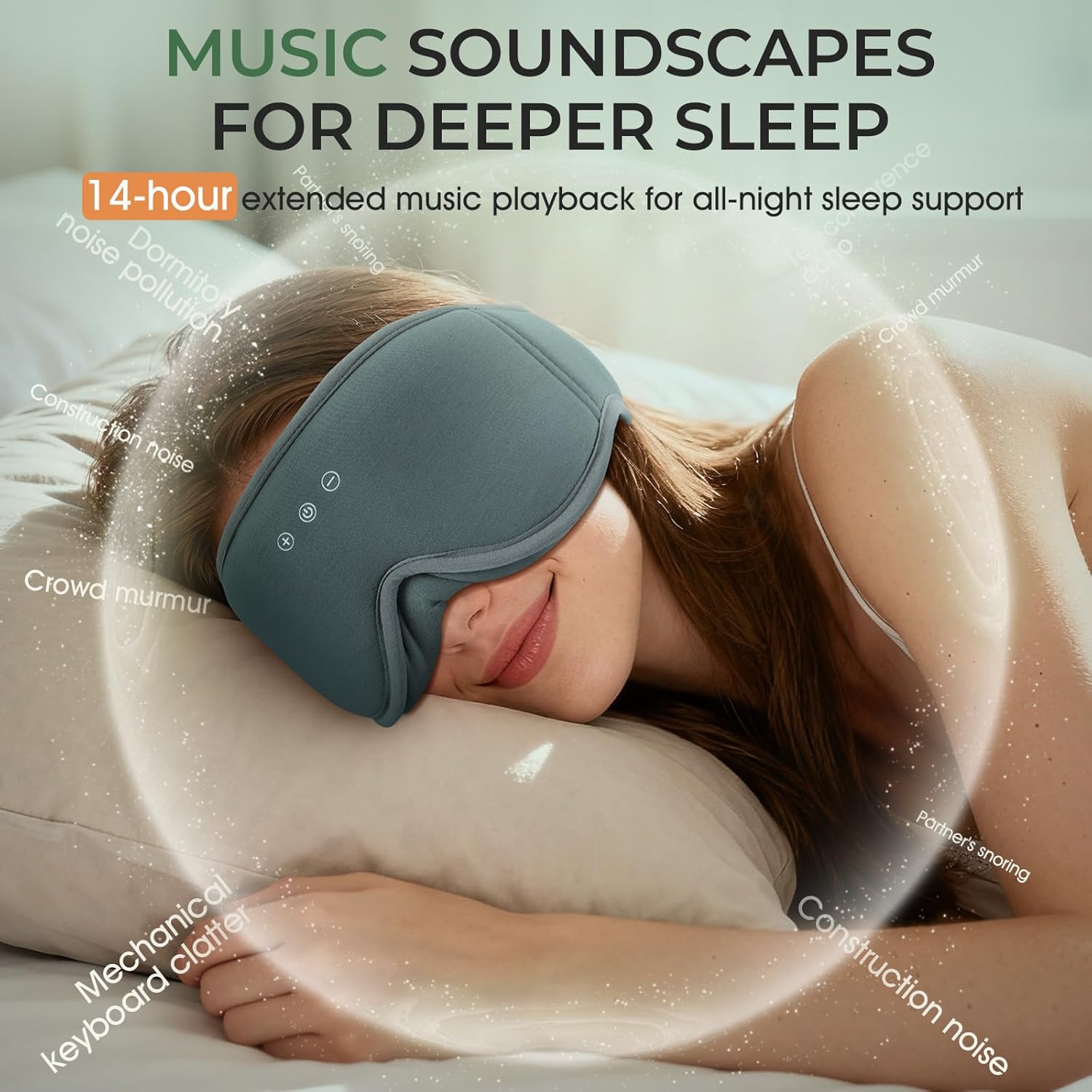 Thumbnail 4 de MUSICOZY Organic Bamboo Cotton Sleep Mask Headphones with 14H Playtime (Blackout 3D, Bluetooth 5.4)
