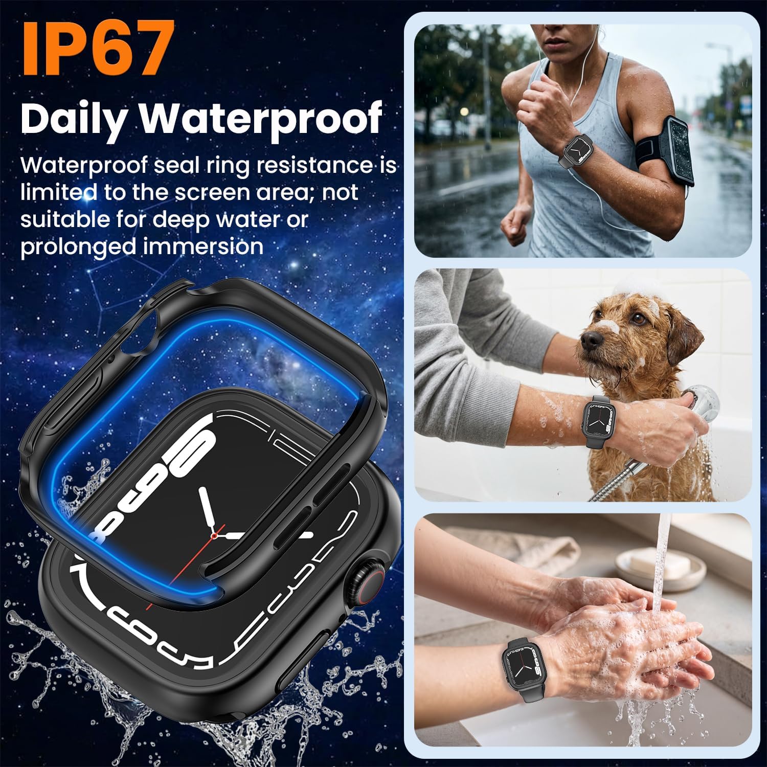 Detalle de YIJDACASE 3 in 1 Waterproof Case for 44mm Apple Watch SE 3/2/1 Series 6/5/4