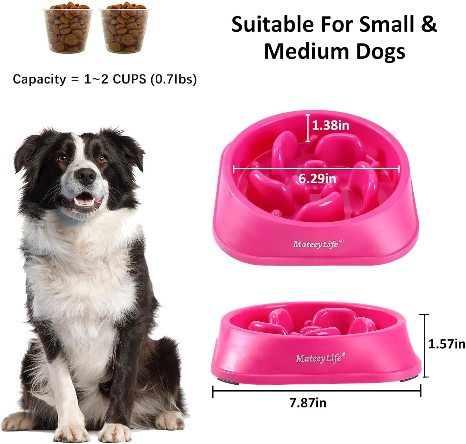 Thumbnail 4 de YINEYA Slow Feeder Dog Bowl – Rose Red, Anti-Gulping Maze Design for Small to Medium Dogs