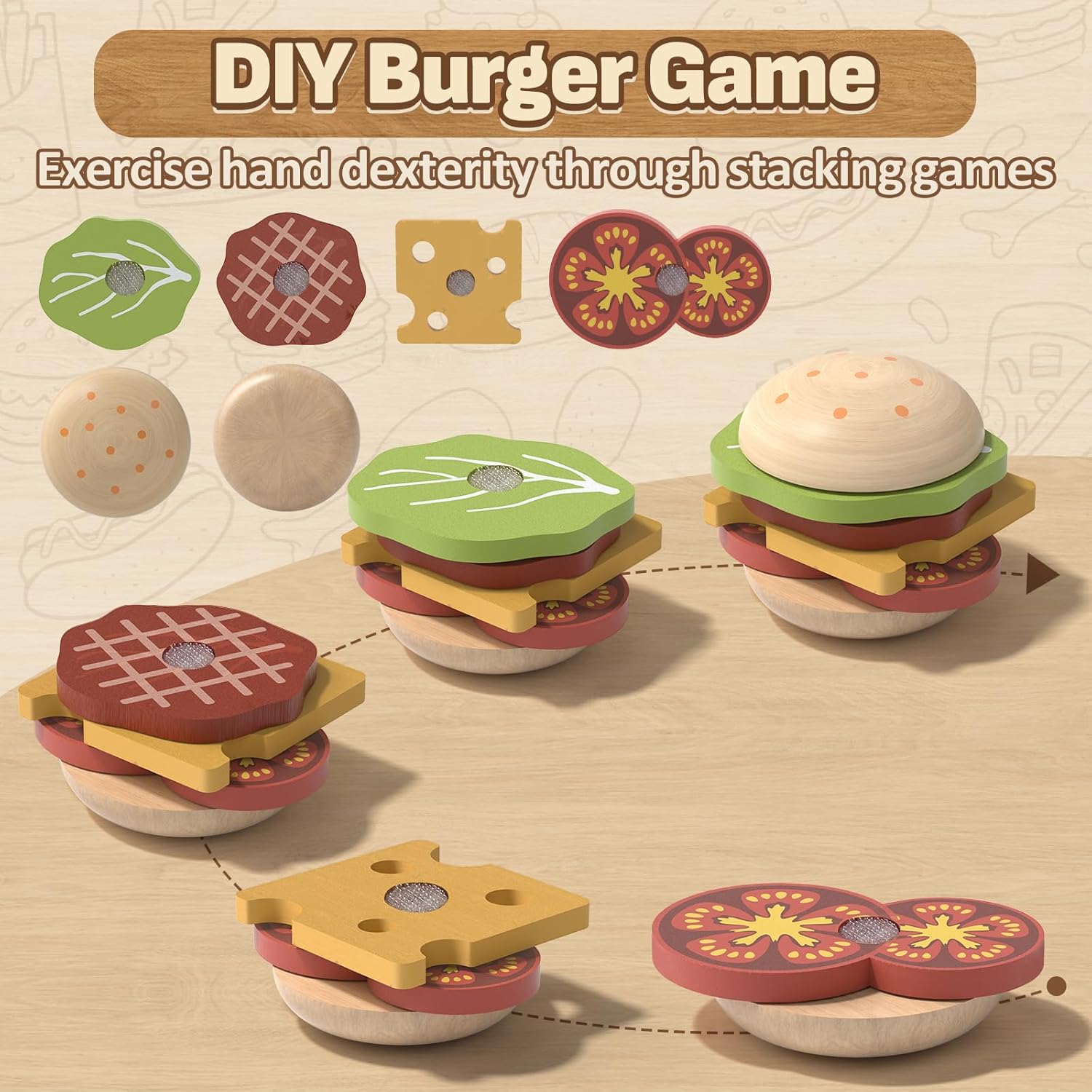 Detalle de Lehoo Castle Wooden Play Food: A Well-Thought Wooden Kitchen Set for 3+ Year Olds