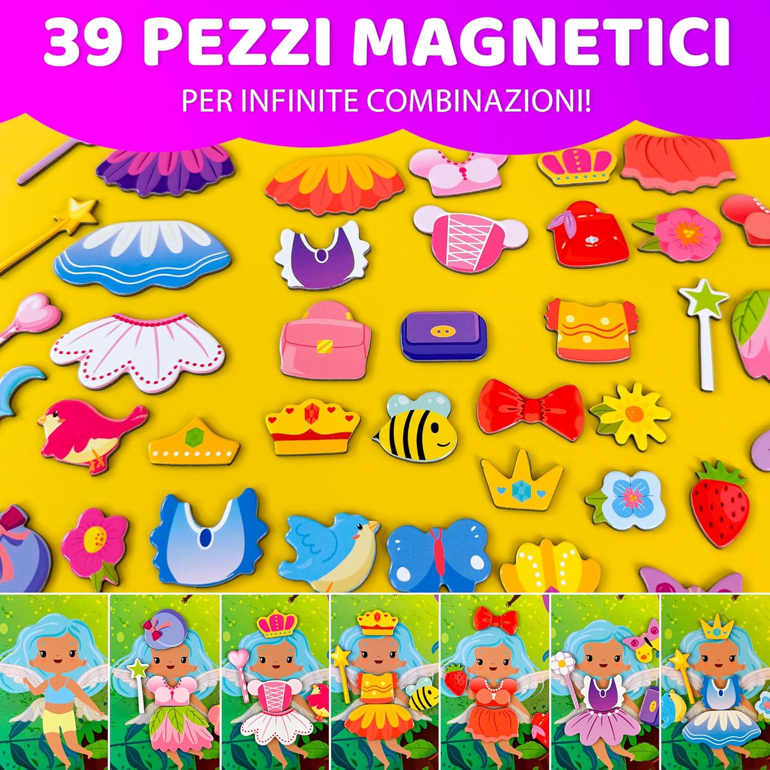 Thumbnail 5 de Quokka Bambole magnetiche da vestire 39 pezzi per bimba 2–5 anni