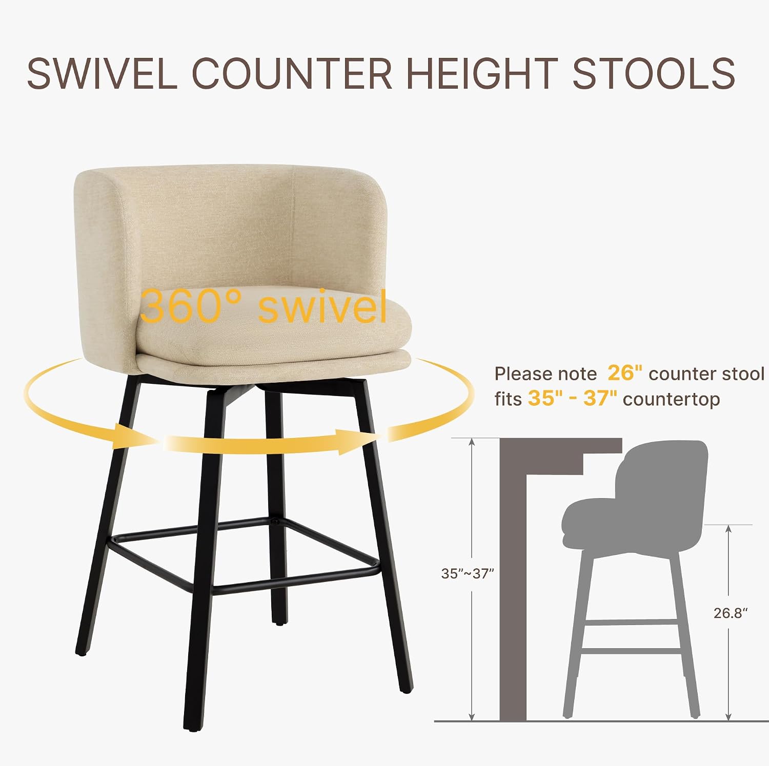 Detalle 2 de Counter Height Swivel Bar Stools, 26-inch