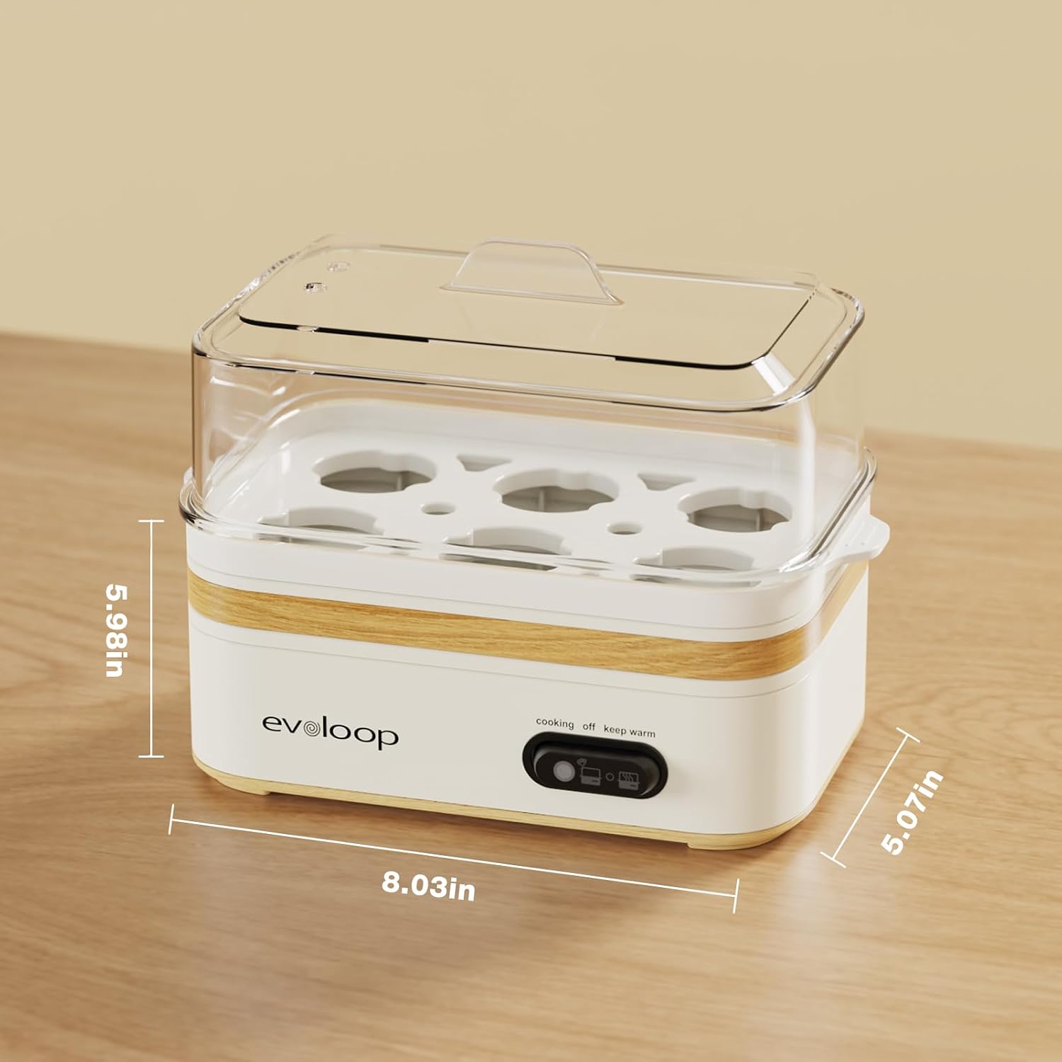 Thumbnail 6 de evoloop EPS-KY-305 Rapid Egg Cooker, 6-Egg Capacity, Poaching and Omelet Trays