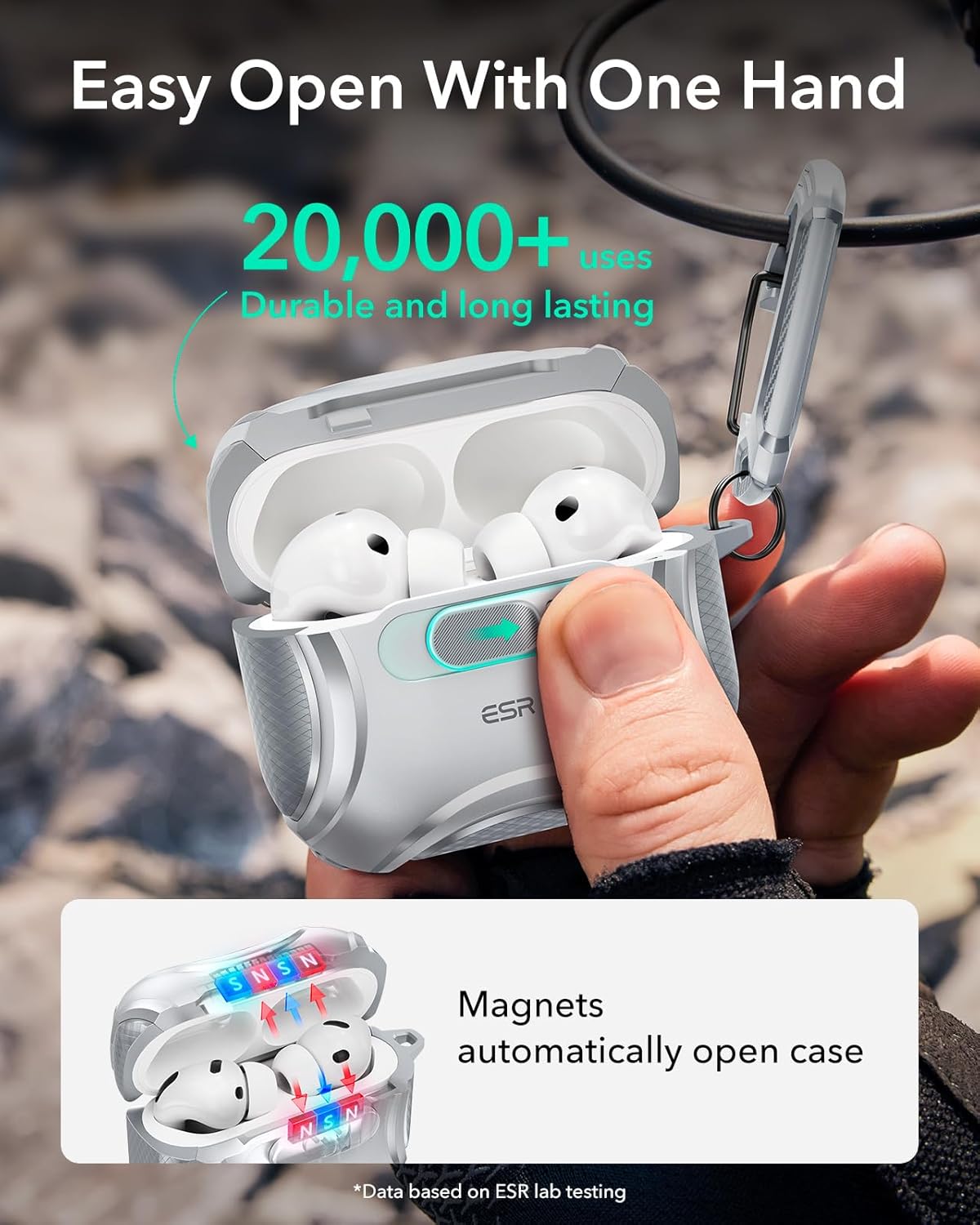 Thumbnail 4 de ESR Coque pour AirPods Pro 3 (2025) – Série Cyber gris, MagSafe simplifié et système antichute FlickLock