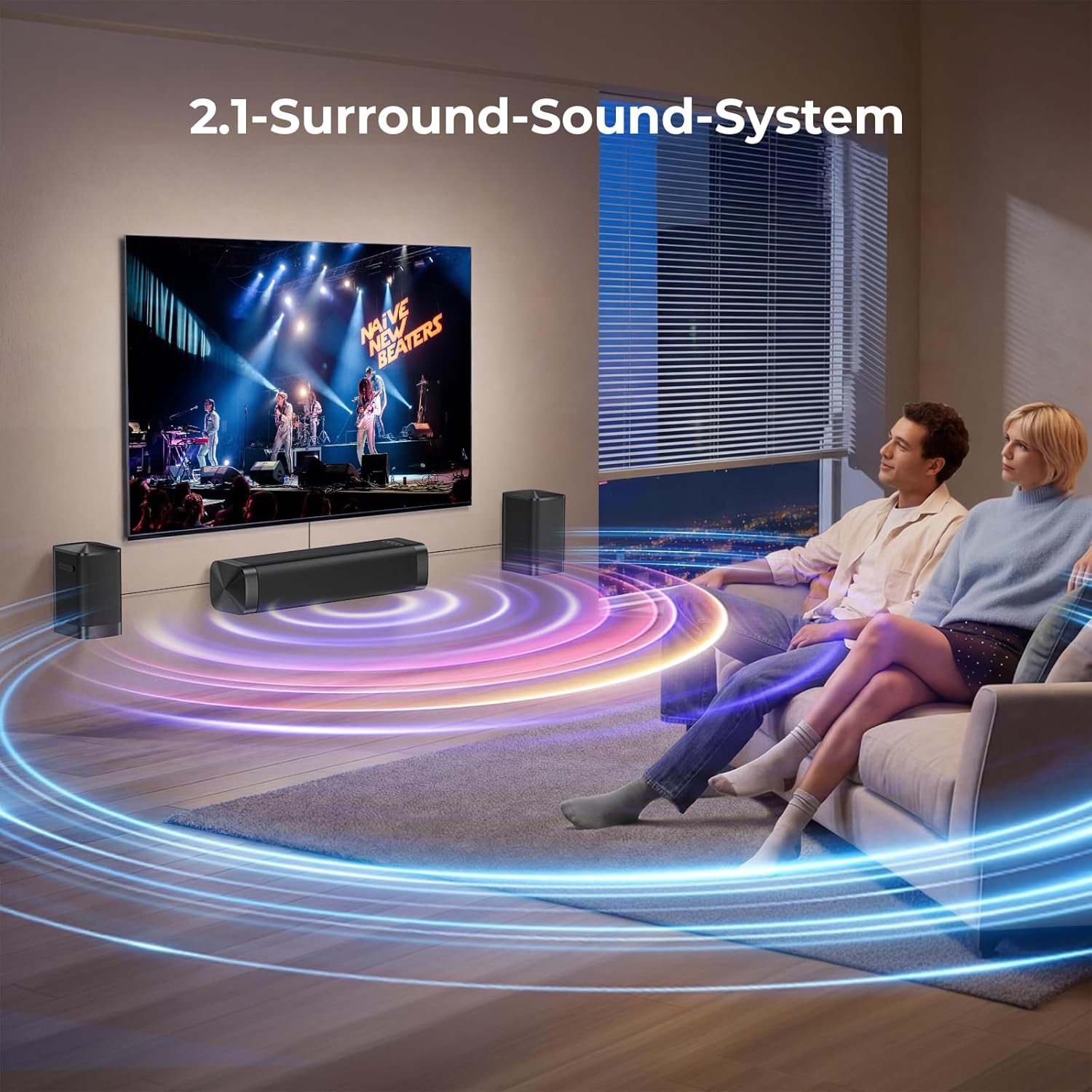 Detalle de GarageRock 2.1ch Soundbar mit Dolby Audio – 3-in-1 Abnehmbare Soundbar, 160 W Spitzenleistung
