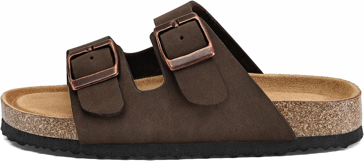 Detalle de K KomForme Kids Sandals with Cork Footbed: Adjustable, Comfortable Slides for Little and Big Kids