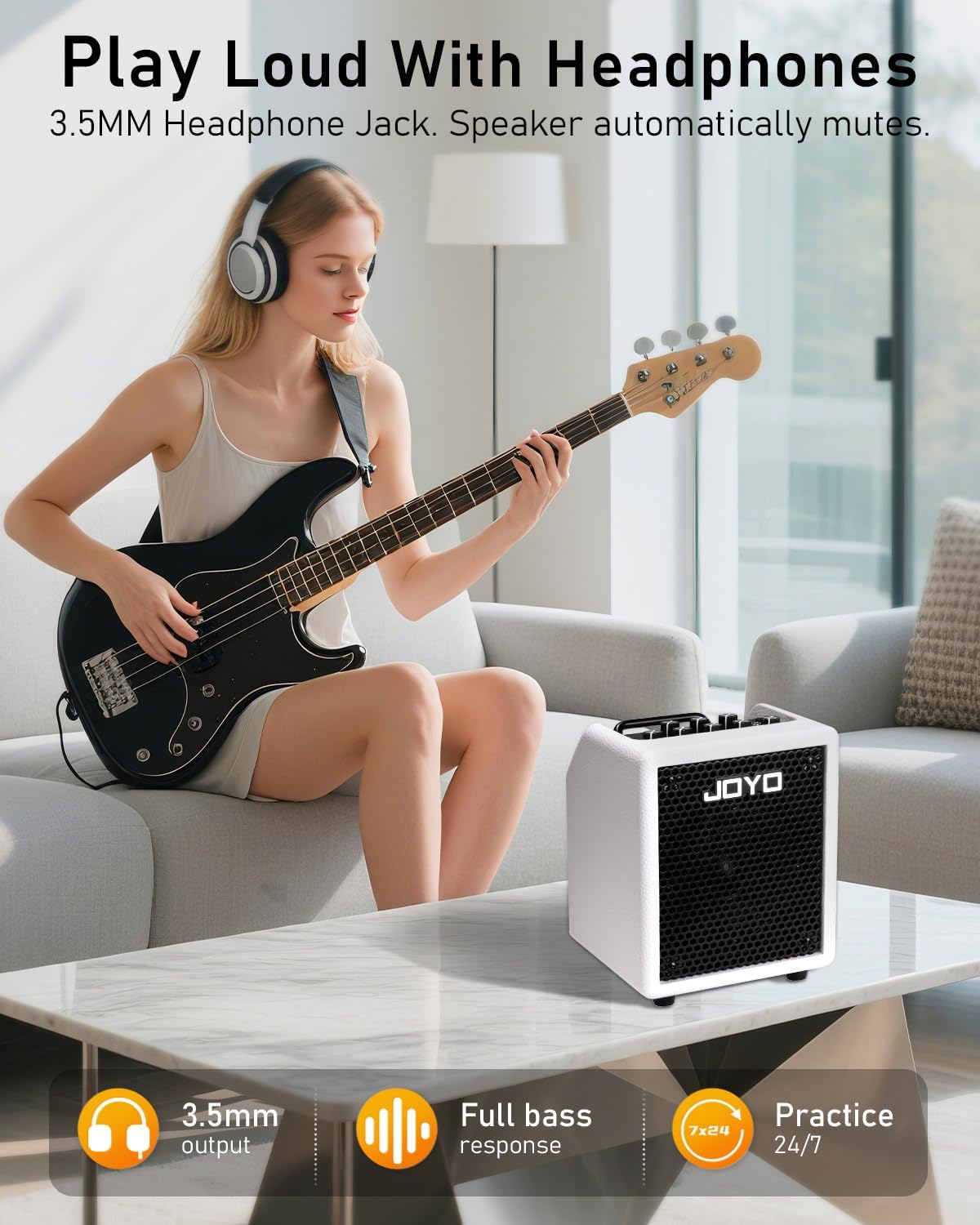 Detalle 1 de JOYO Vibe Cube BA-30 JOYO-BA-30 WH 30W Bass Combo Amp with Bluetooth 5.1 & OTG
