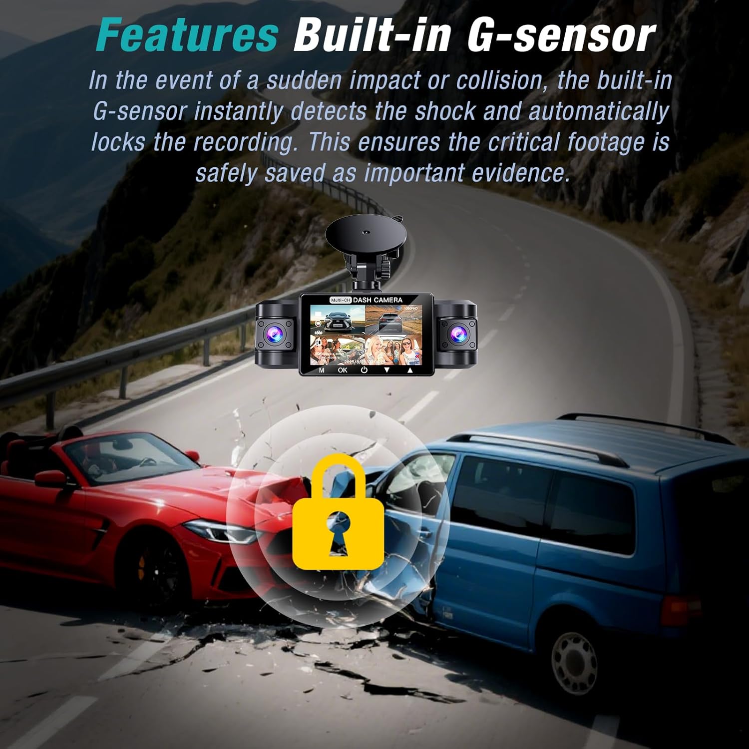 Detalle 2 de 4 Channel 2.5K Dash Cam 64GB with 170° Wide Angle