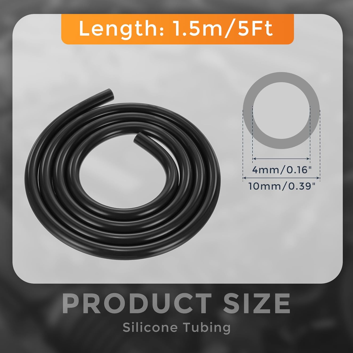 Detalle de DMiotech Silicone Vacuum Tubing Hose Line, 5Ft 4mm ID, 3mm Wall, 130 PSI, Black