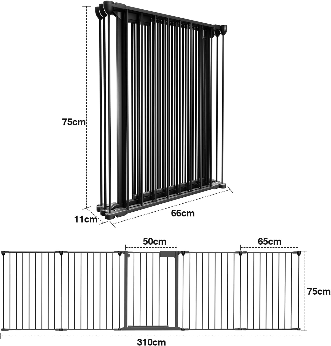 Thumbnail 1 de Ansobea Kaminschutzgitter mit Tür 310 cm – faltbares Kamingitter aus Metall, 5-teilig, Türschloss, für Kinder und Haustiere
