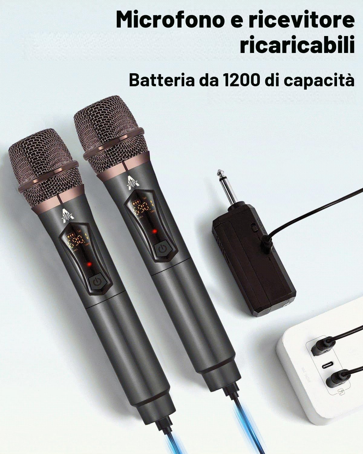 Thumbnail 6 de ALPOWL WXM Microfono Wireless: sistema UHF con ricevitore ricaricabile, 192 kHz/24 bit per karaoke e speaking events