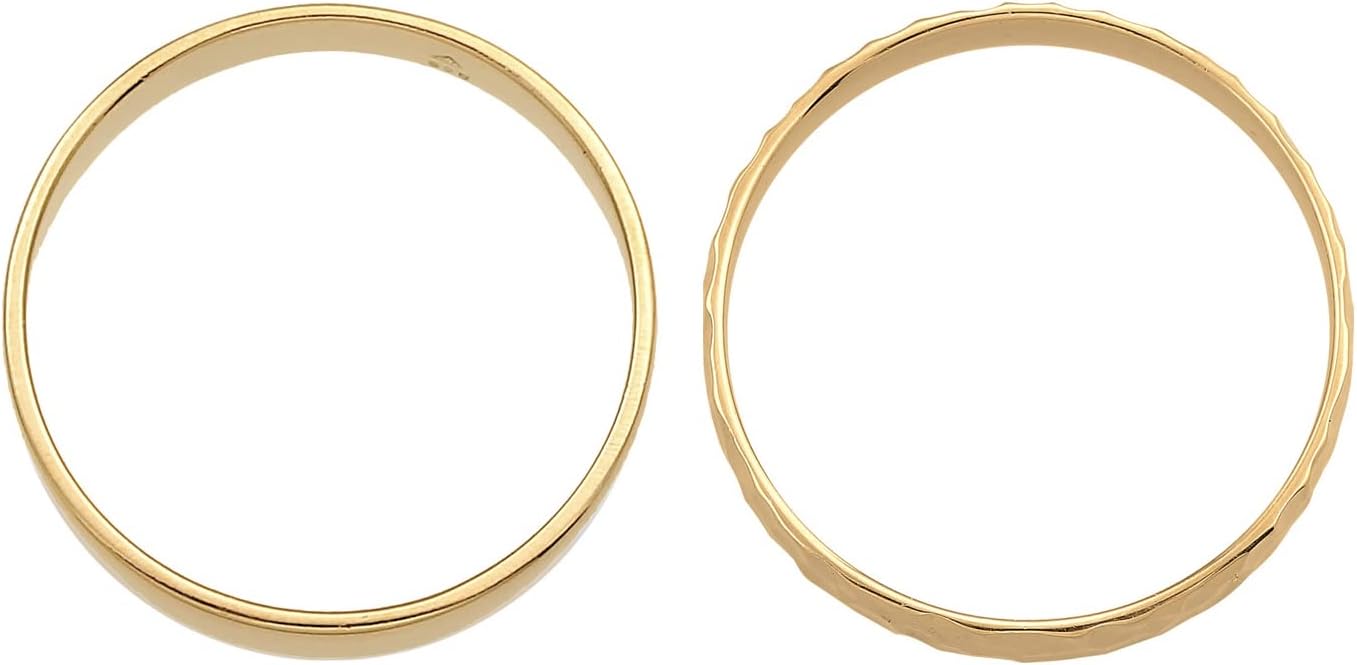 Detalle 1 de Kuzzoi Herrenringe Ring Set Silber (925 Sterling Silber vergoldet), 2-teilig im Bandring-Look – Größen 60–66