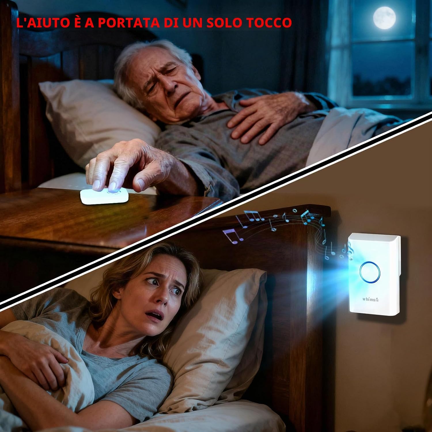 Thumbnail 1 de Salvavita Anziani – Pager e Allarme SOS con Pulsante Wireless, Campanello Interno IP55 e Monitoraggio Remoto