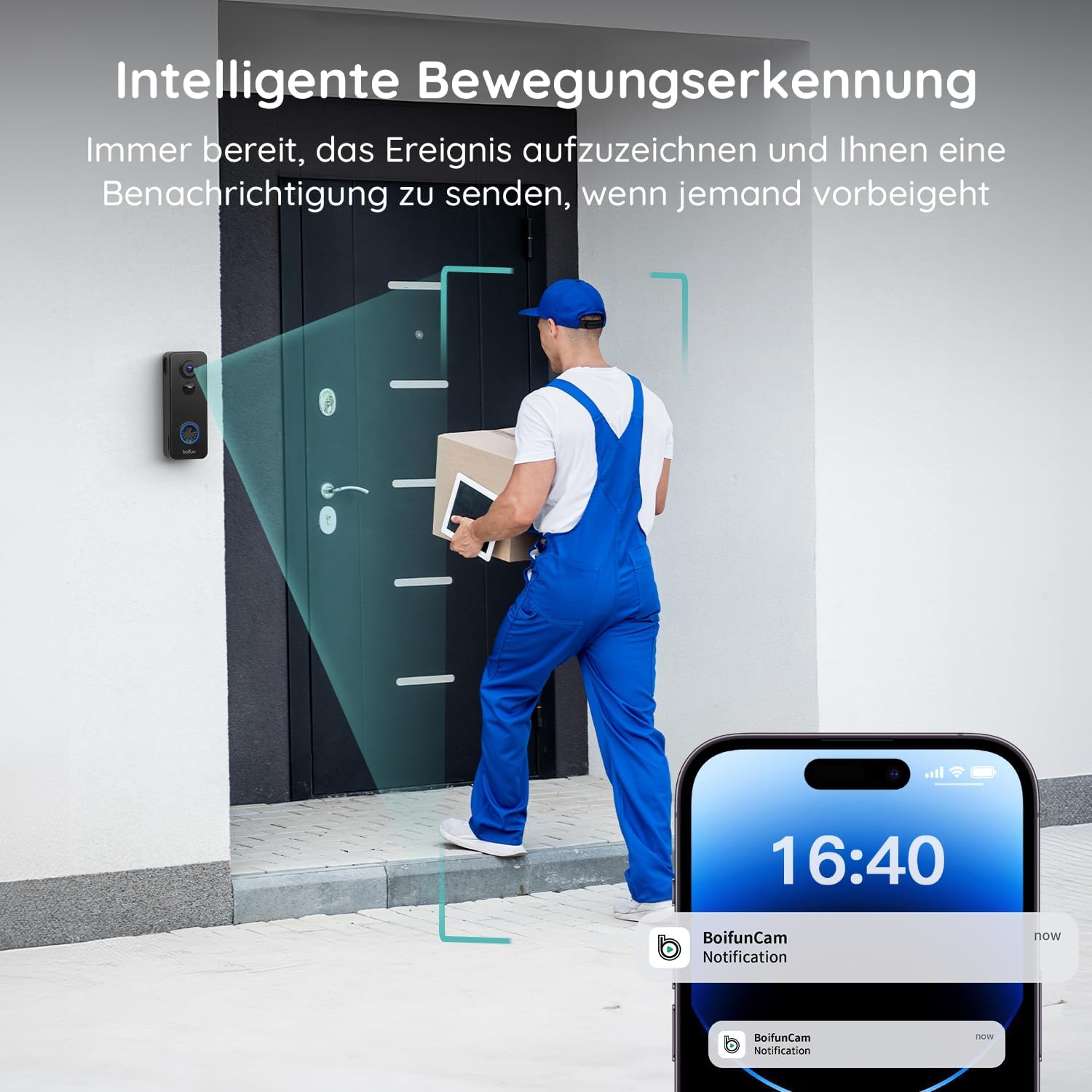 Detalle de BOIFUN 2K WLAN Video Türklingel 180°