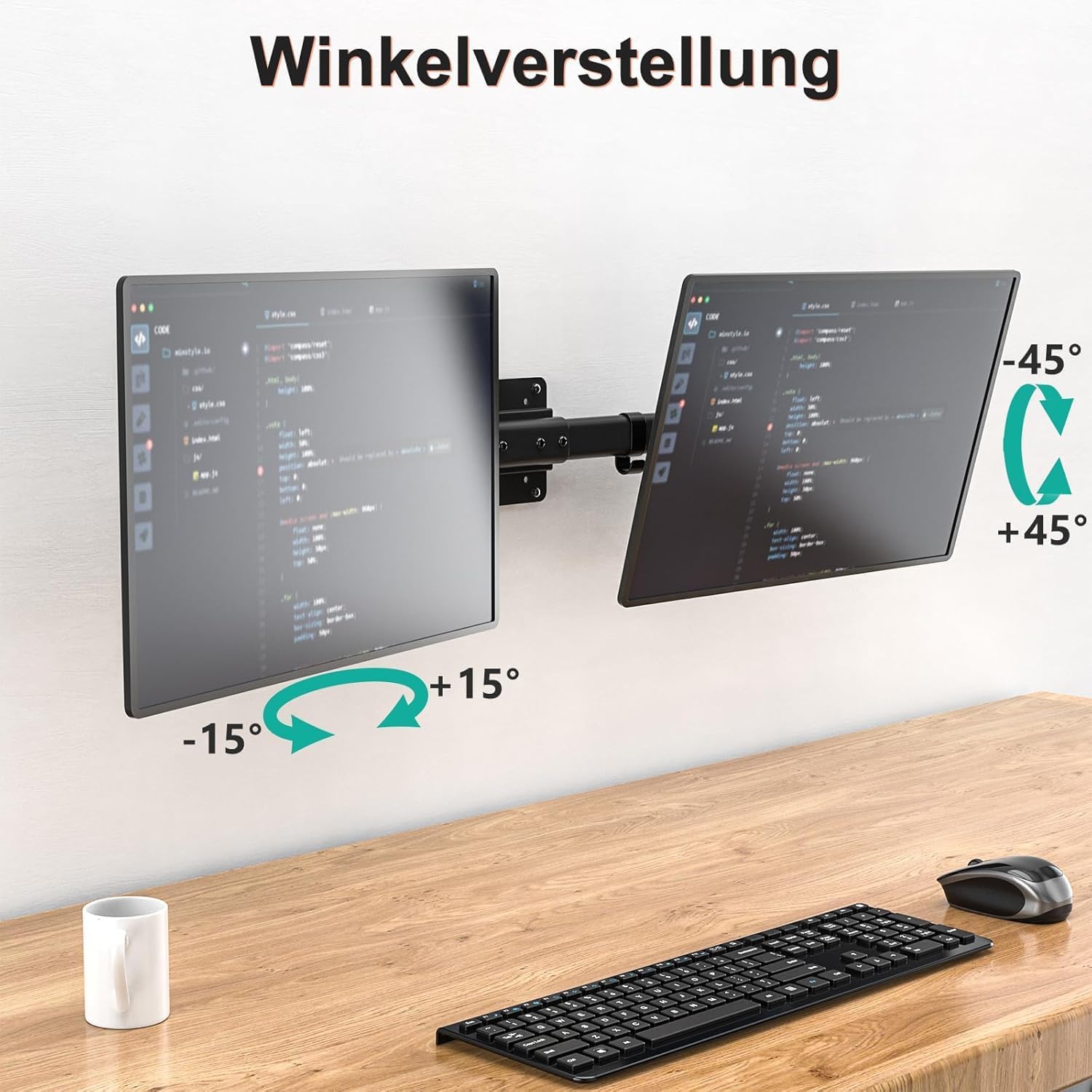 Thumbnail 4 de WALI Dual Monitor Wandhalterung