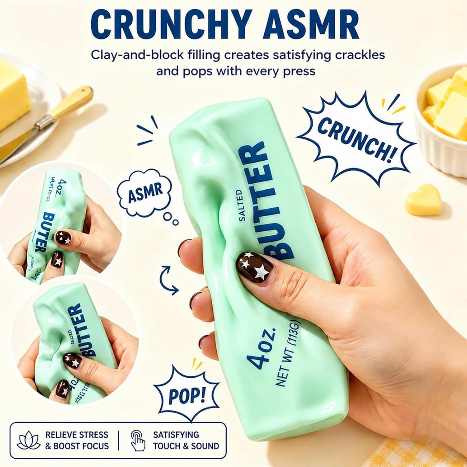 Thumbnail 2 de Doulavme Crunchy Butter + Apple Squishy Set, Bead-Filled ASMR Toys