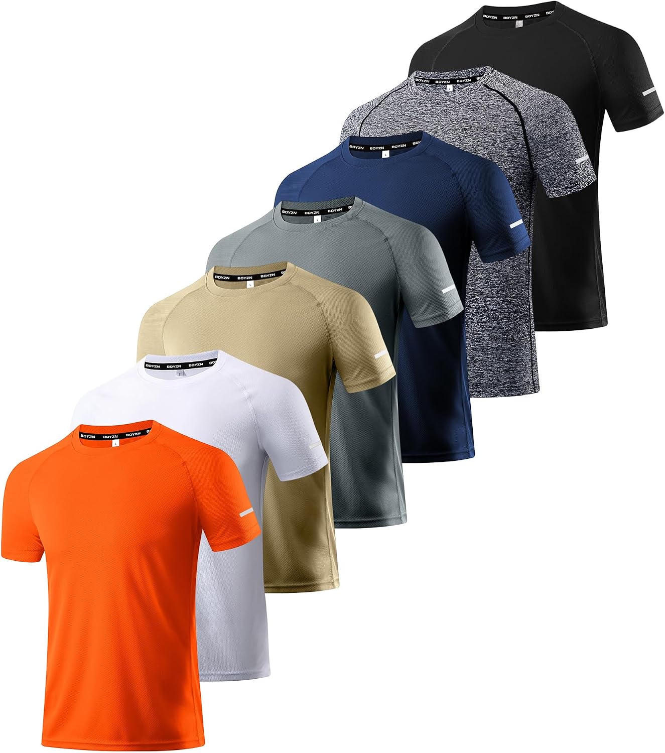 Detalle de Boyzn Men's Workout Shirts: 1–7 Pack Dry Fit, Moisture-Wicking, Short Sleeve Gym Tee