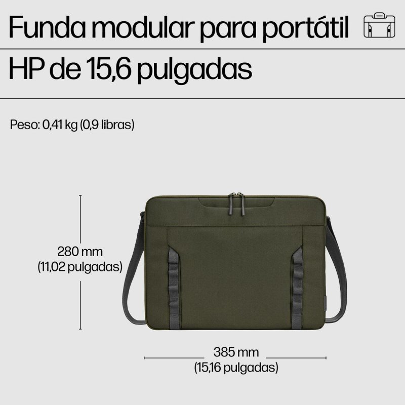 Detalle 2 de Funda portátil HP Modular 15,6" verde/gris impermeable con asas y correa