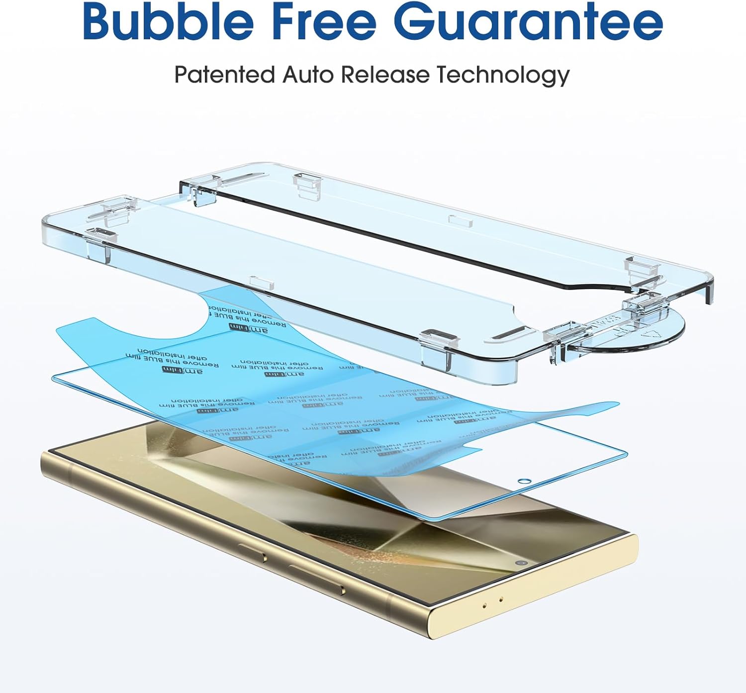 Detalle de amFilm 2 Pack OneTouch Tempered Glass Screen Protector for Samsung Galaxy S24 Ultra 5G