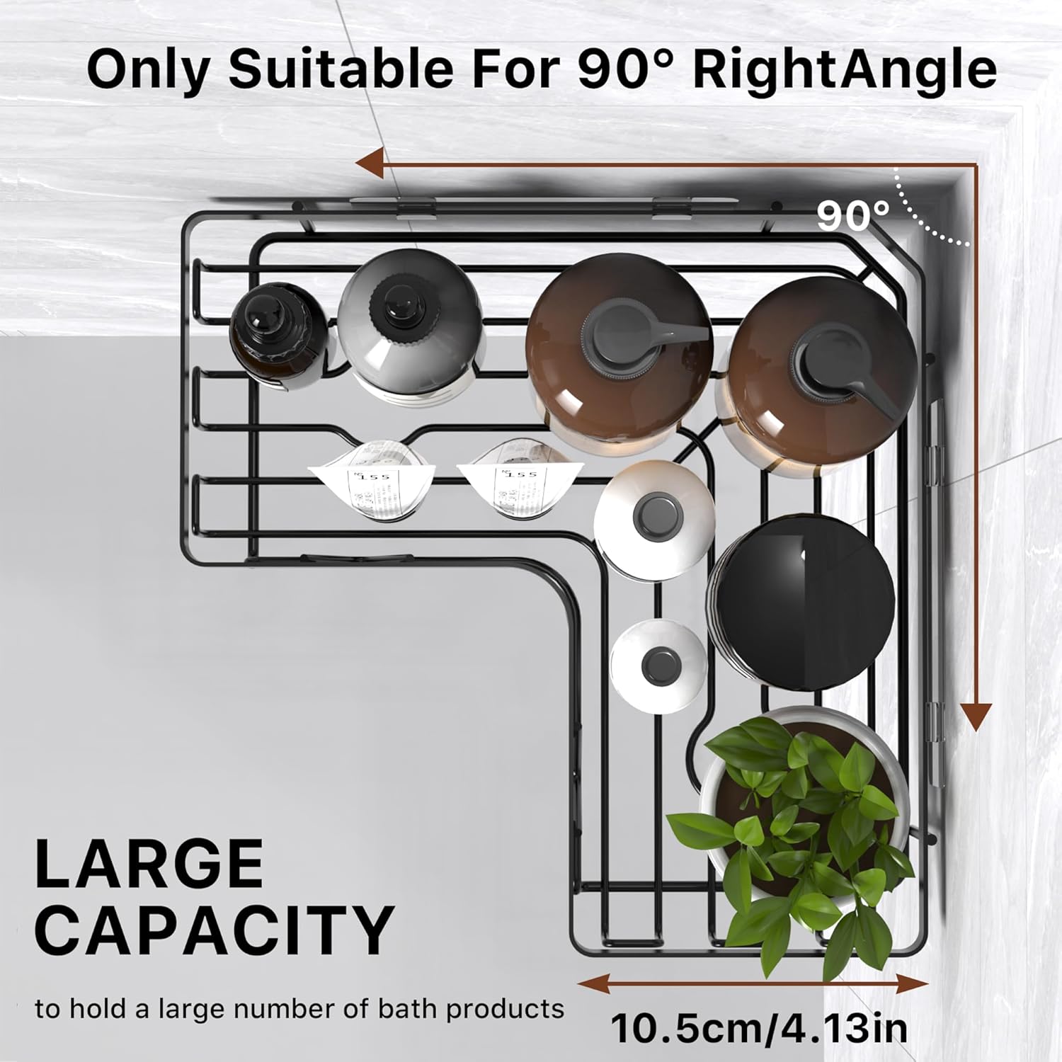 Thumbnail 2 de Kegii Estantería Ducha Telescópica 4 Cestas Negro