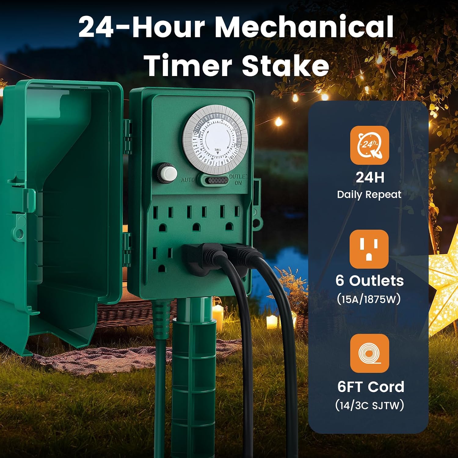 Thumbnail 4 de SURAIELEC USTM16B Outdoor Power Stake Timer, 6 Outlets, 24-Hour Schedule