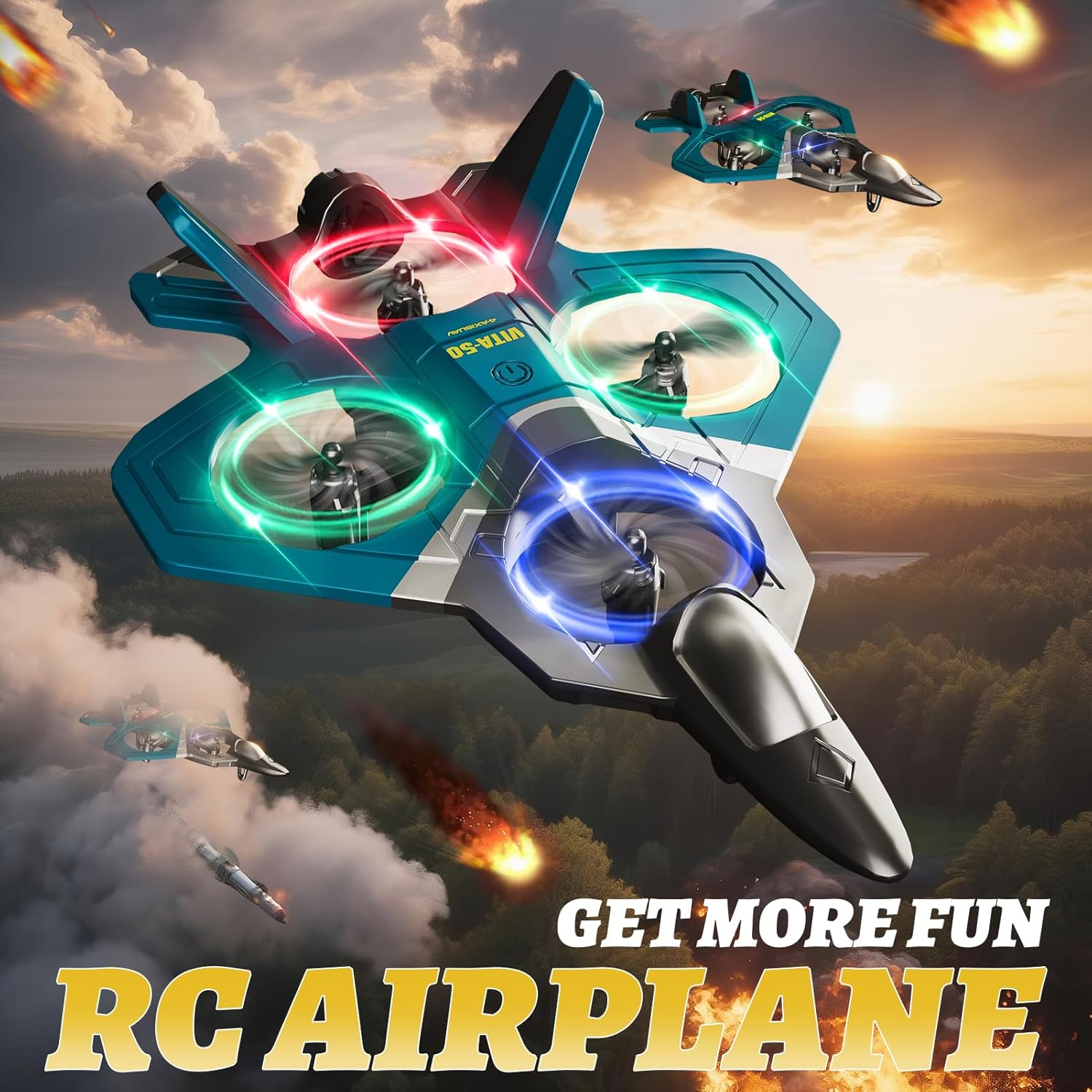 Detalle 2 de 4DRC V50 RC plane with 2 batteries and lights ✈