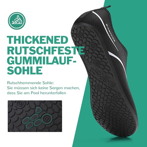 Detalle de Sixspace Badeschuhe Damen & Herren Wasserschuhe Schwarz, Größe 37 EU – flexibel, schnell trocknend