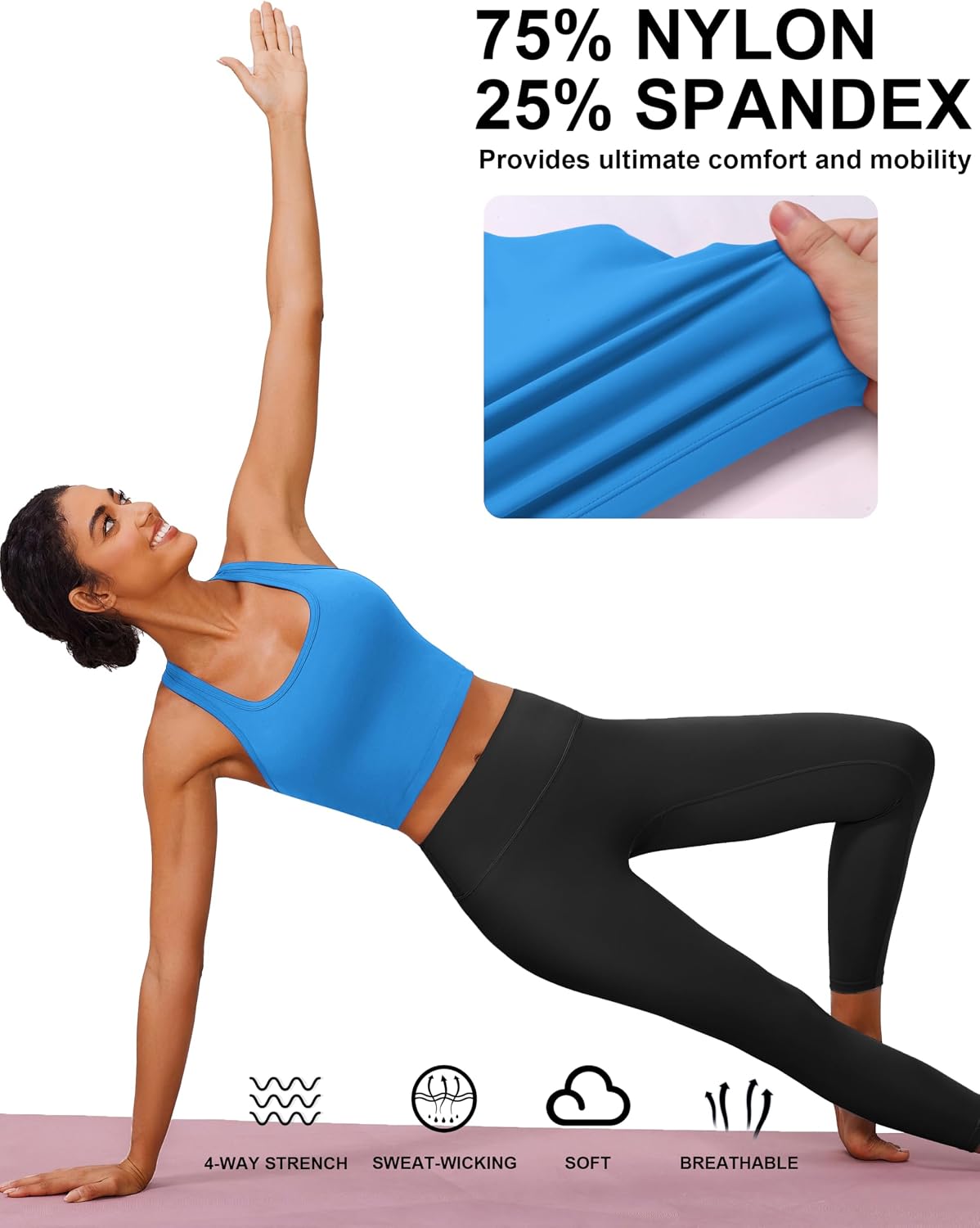 Detalle de PINSPARK Women's Racerback Sports Bra Tank with Light Support and Removable Cups