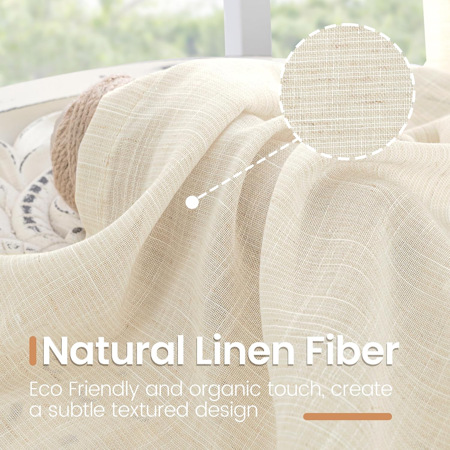 Thumbnail 2 de BGment Linen Sheer Curtains, 48-Inch Length