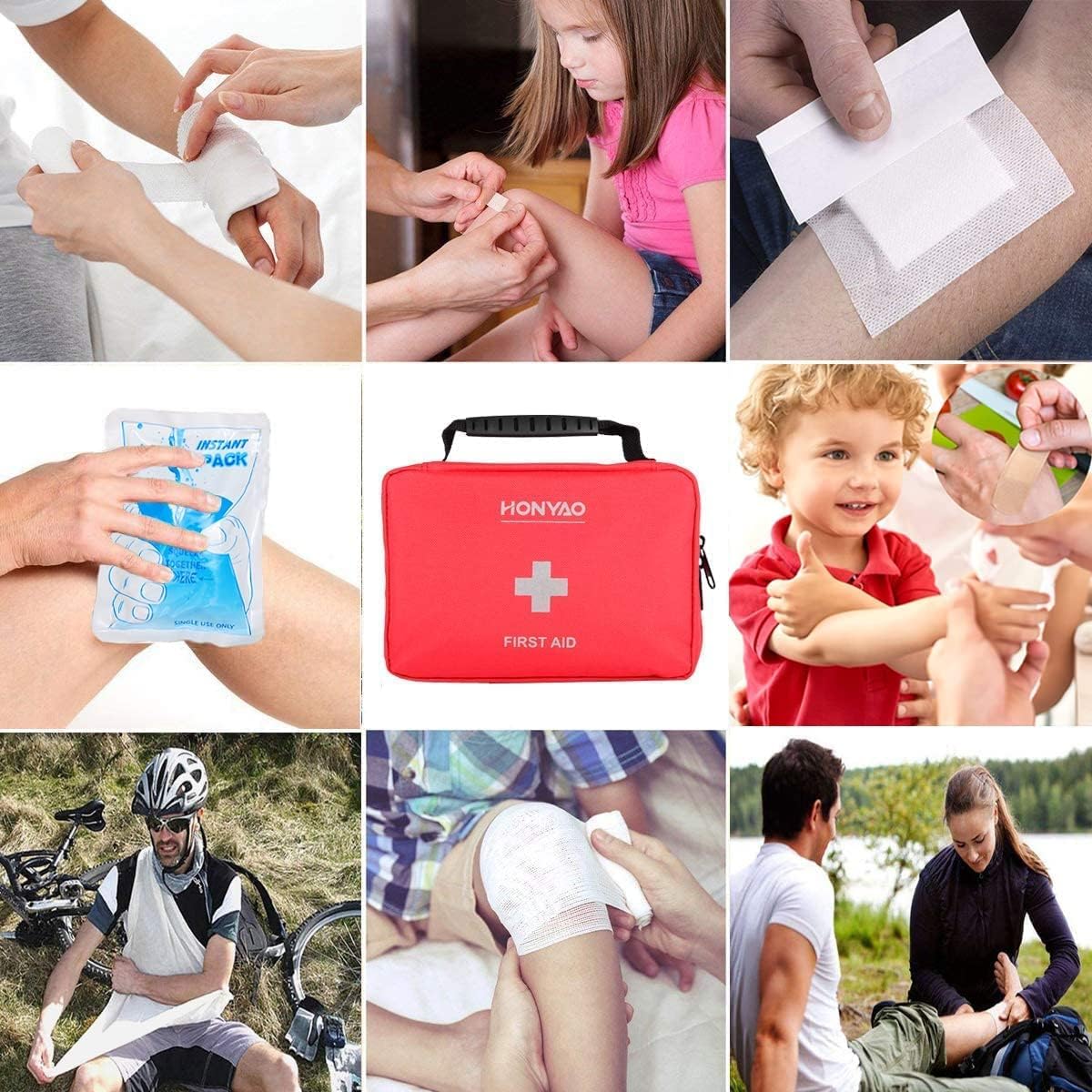 Thumbnail 6 de HONYAO First Aid Kit 220 Pcs with Premium Waterproof Nylon Shell