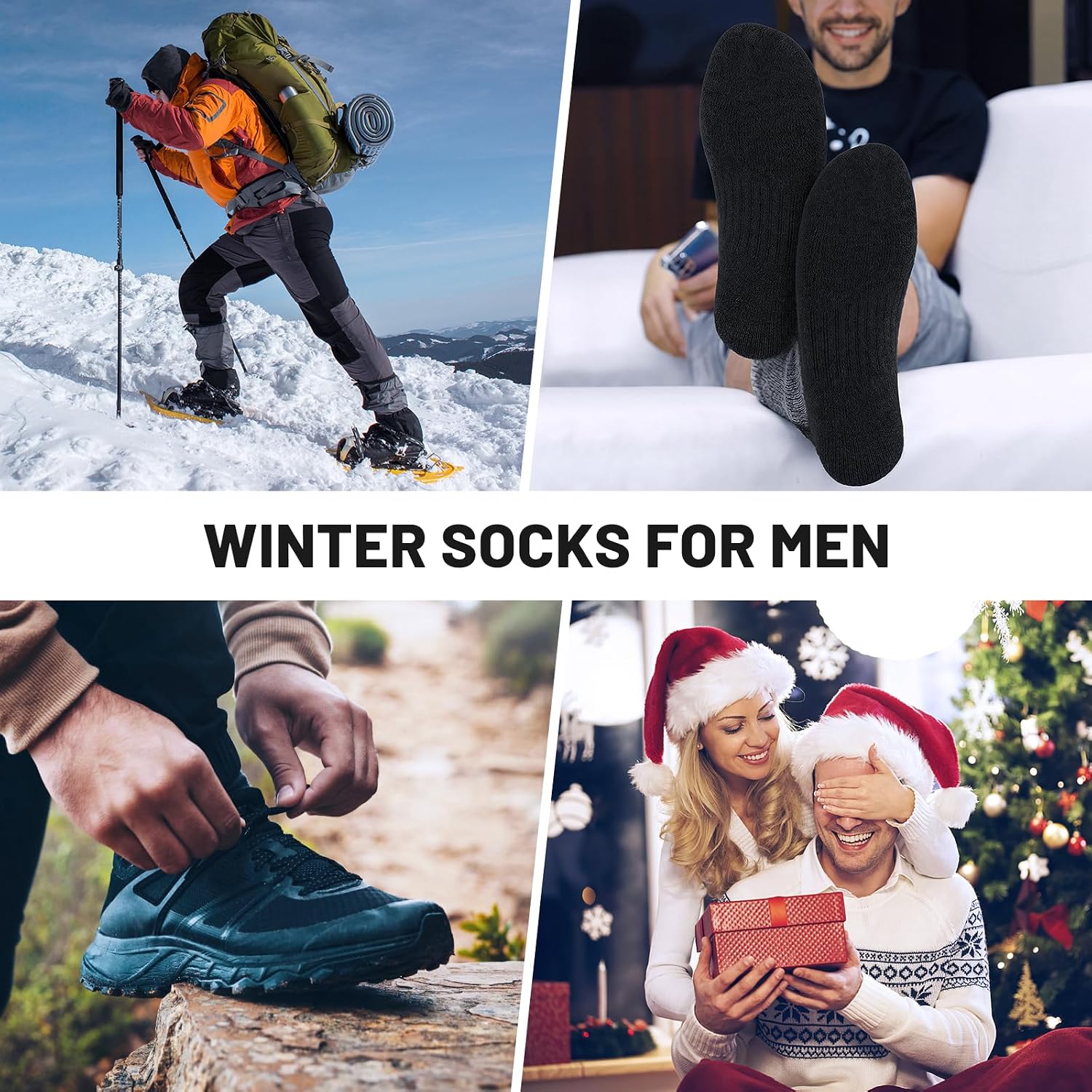 Detalle 2 de SIMIYA sc10 Merino Wool Hiking Crew Socks, 5 Pairs, Cushioned