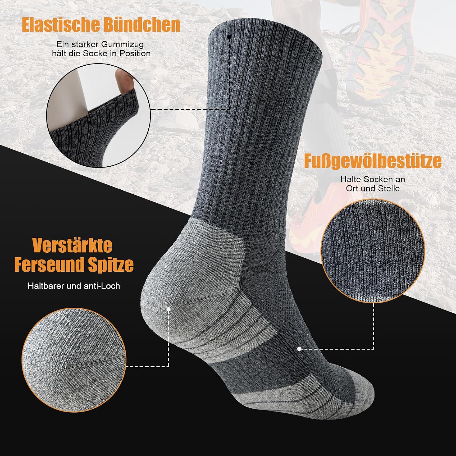 Detalle 1 de Niorasen Socken Wandersocken 6 Paar