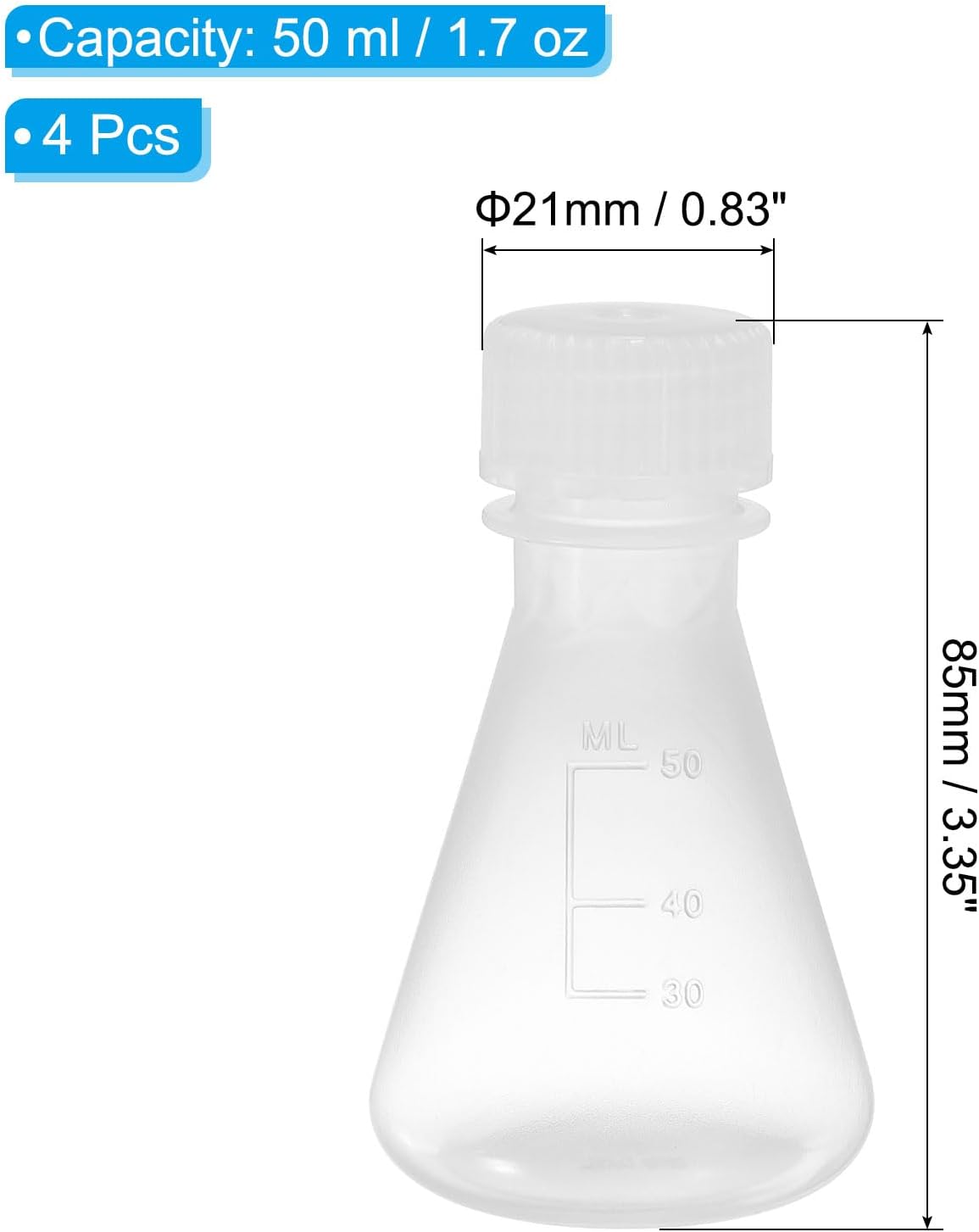 Thumbnail 1 de PATIKIL 50ml Erlenmeyer Flasks for Lab Experiments 🧪