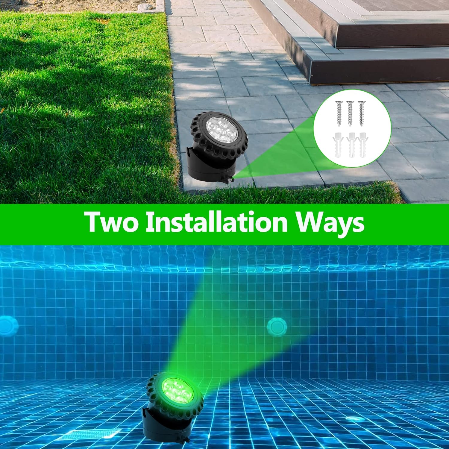 Thumbnail 4 de T-SUN Solar Pond Lights (Set of 3): RGB Submersible Underwater Lights for Ponds, Fountains and Gardens