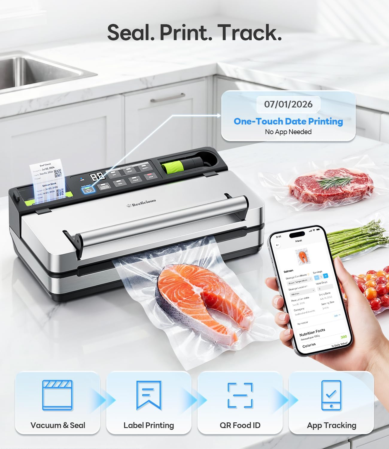 Thumbnail 1 de Beelicious Pro VSP801 Smart Vacuum Sealer, 98kPa Dual-Pump Suction