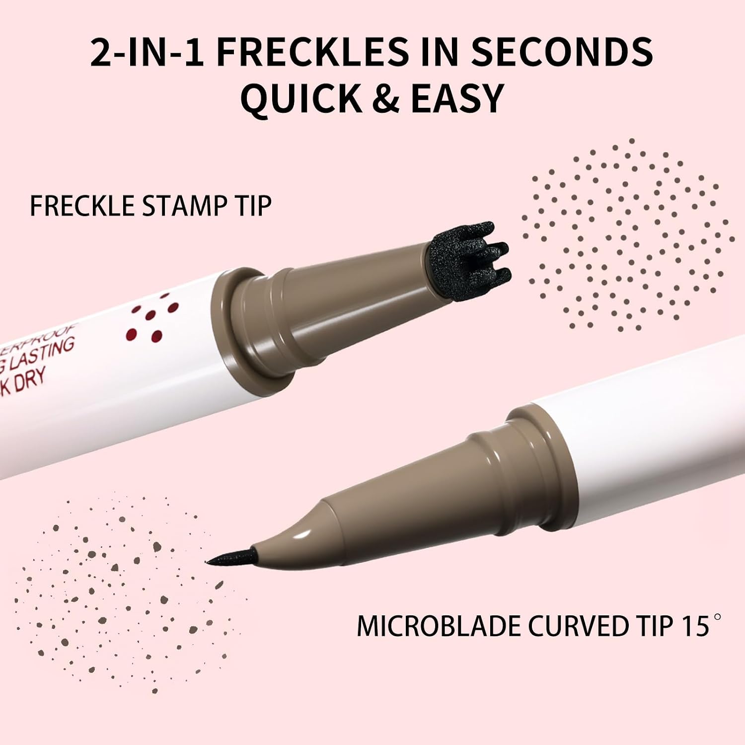 Detalle 2 de UCANBE 2PCS Dual-Ended Freckle Pen & Freckle Stamp Kit (03 Chestnut) — waterproof faux freckles, precision tip + stamp