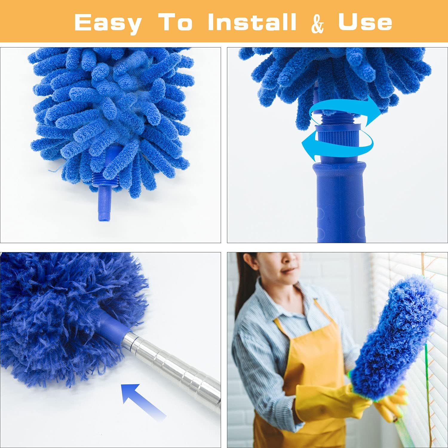 Thumbnail 5 de Microfiber Duster cleaning kit with telescoping extension pole (30–81 inch) – reusable bendable dusters for ceilings, fans and cobwebs