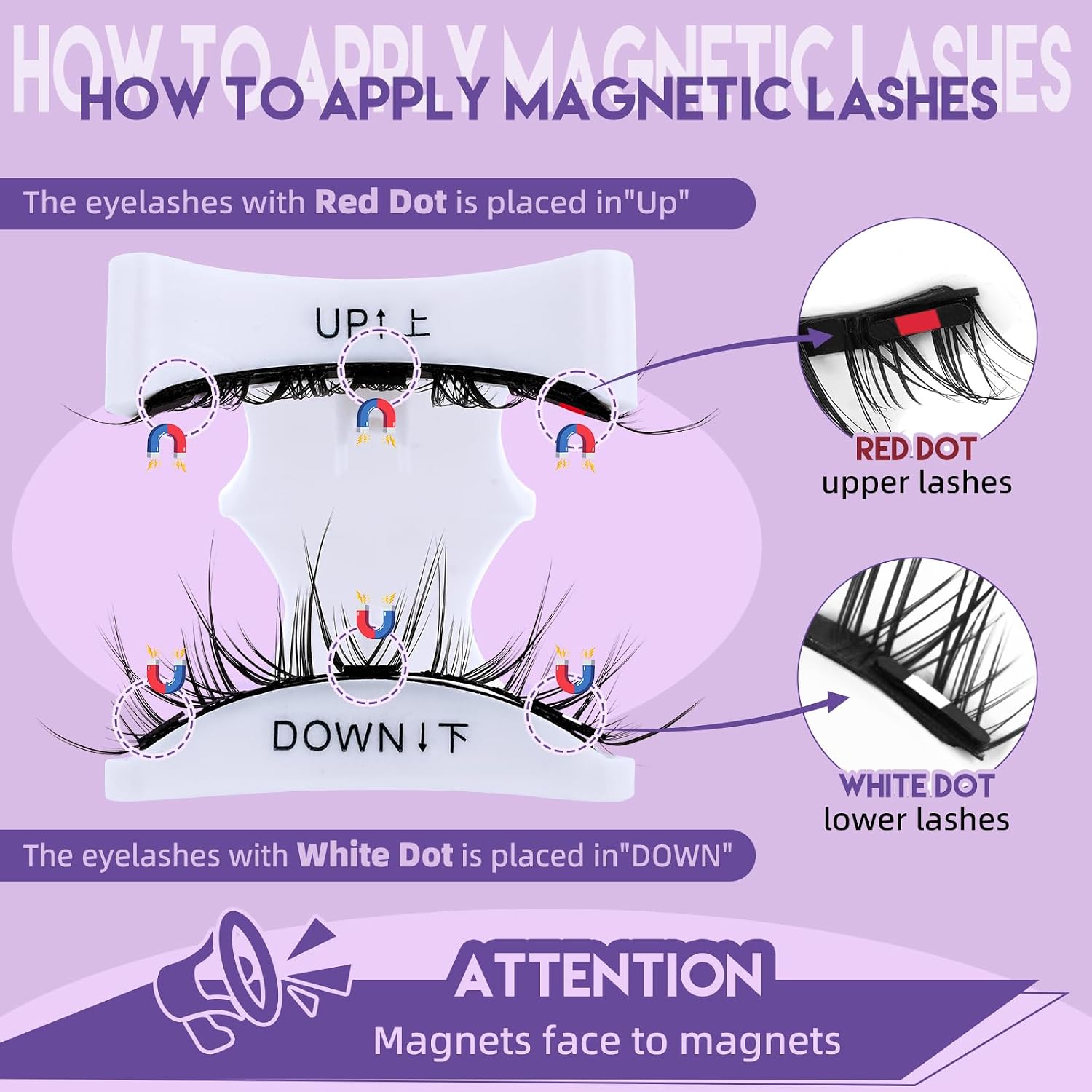 Detalle de B&Q Magnetic Eyelashes with Applicator, 2 Pairs, Manga Look, 3 Magnets