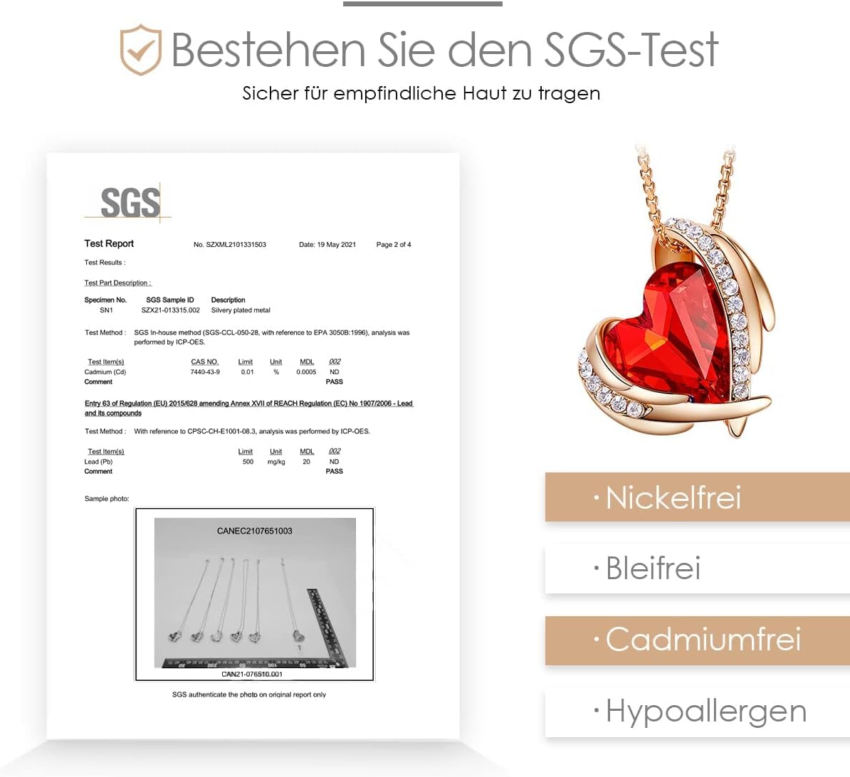 Thumbnail 5 de CDE Collana Delle Donna Cuore in Oro Rosa con Cristallo a Cuore — regalo elegante e versatile