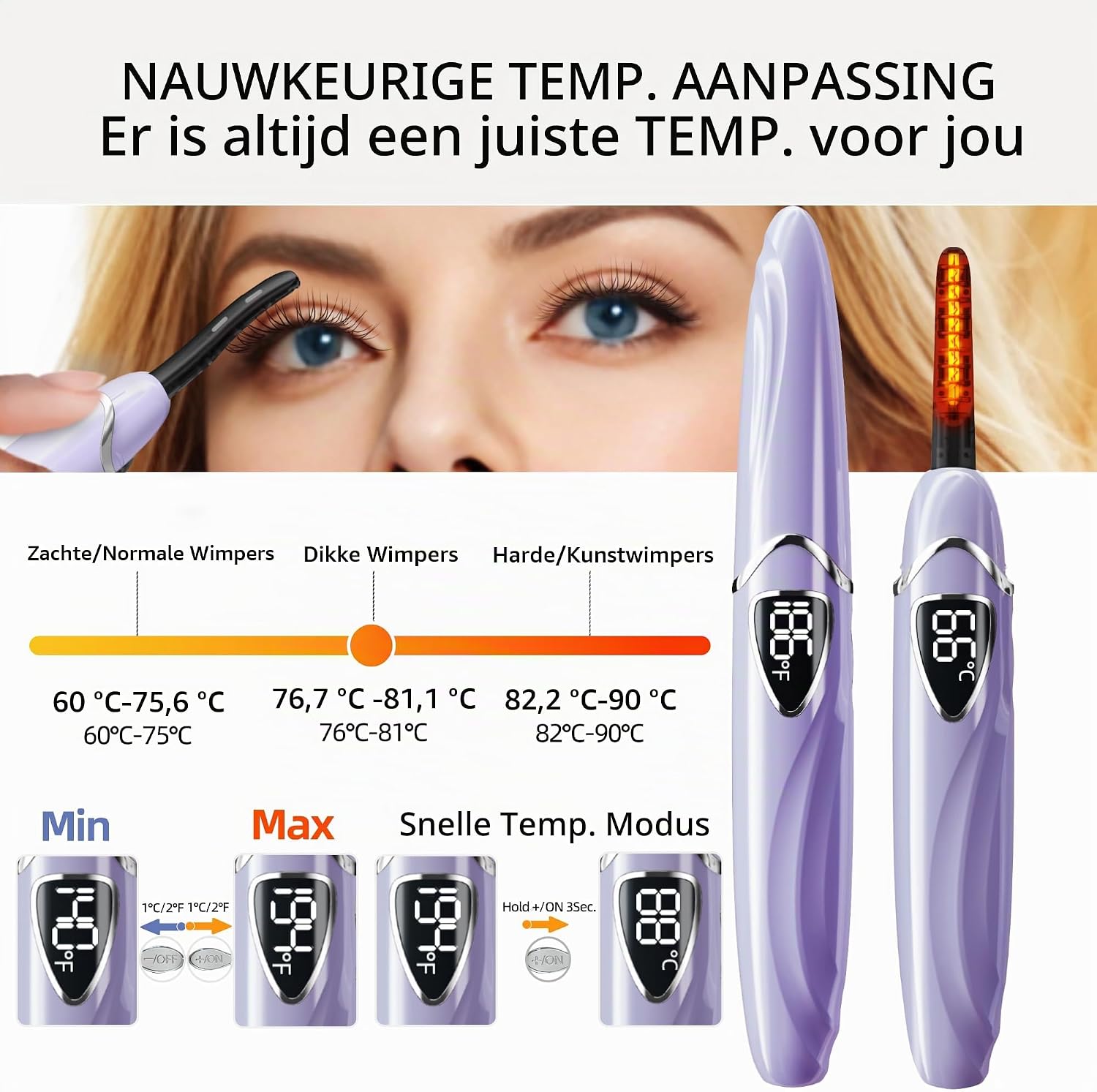 Thumbnail 5 de EYECURL S600 verwarmde wimperkrultang met temperatuurregeling en led-display