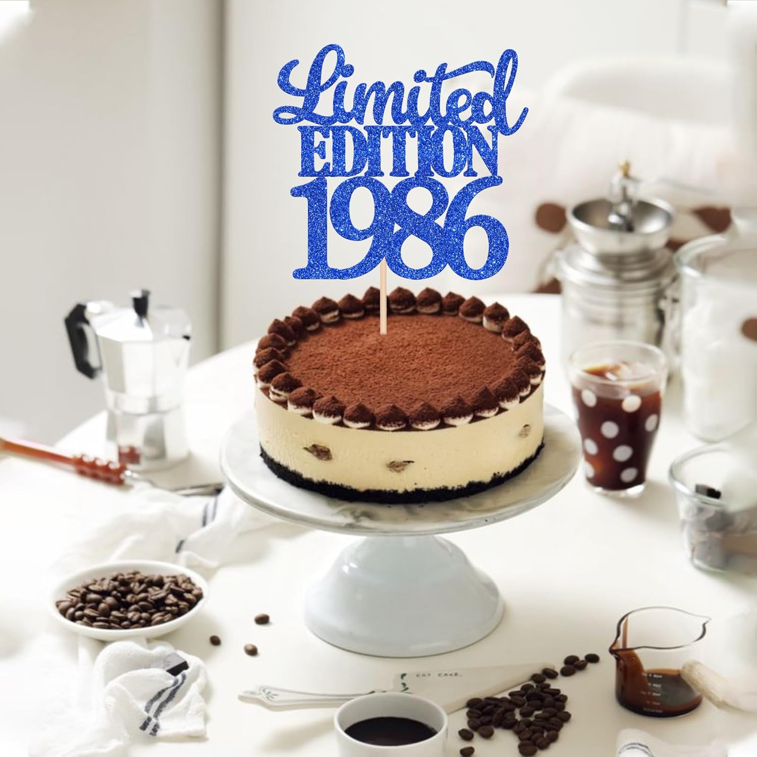 Thumbnail 6 de Limited Edition 1986 Cake Topper Glitzer – 40. Geburtstag, Blau, 23,5 cm