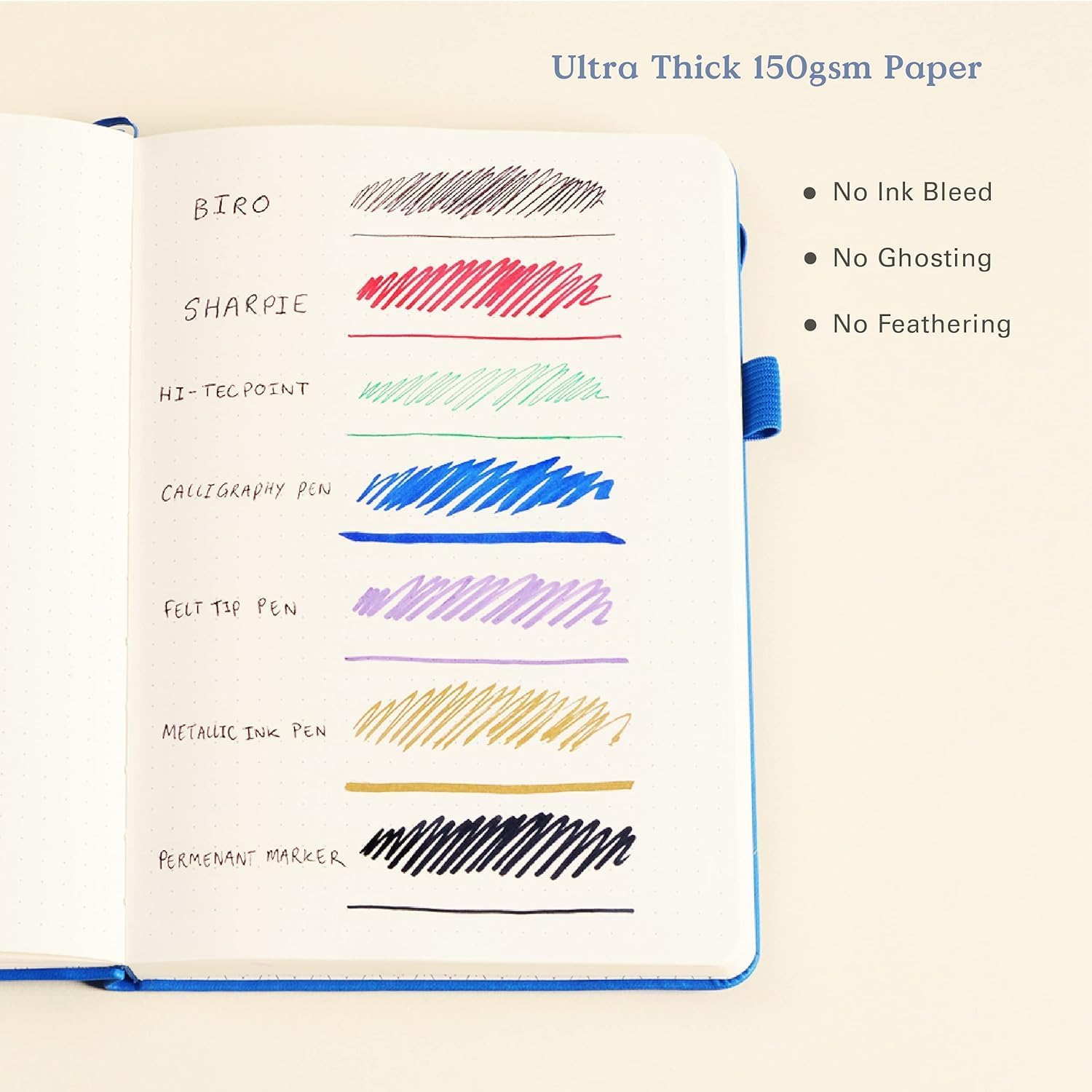 Thumbnail 5 de Ottergami The Classic Bullet Dotted Journal (Blue Speckled) A5 Hardback dotted notebook with stencils kit
