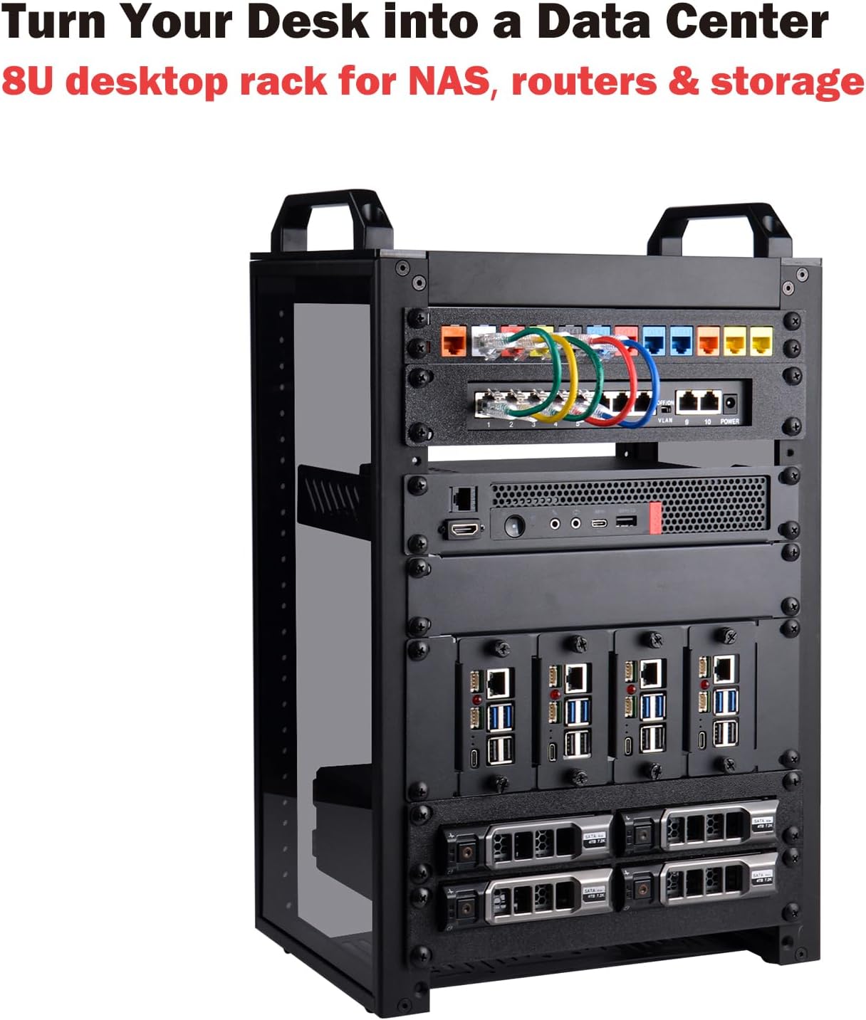 Thumbnail 6 de GeeekPi 8U Server Cabinet (DeskPi RackMate T1) 10-inch Rack for Network, Audio, and Video Gear