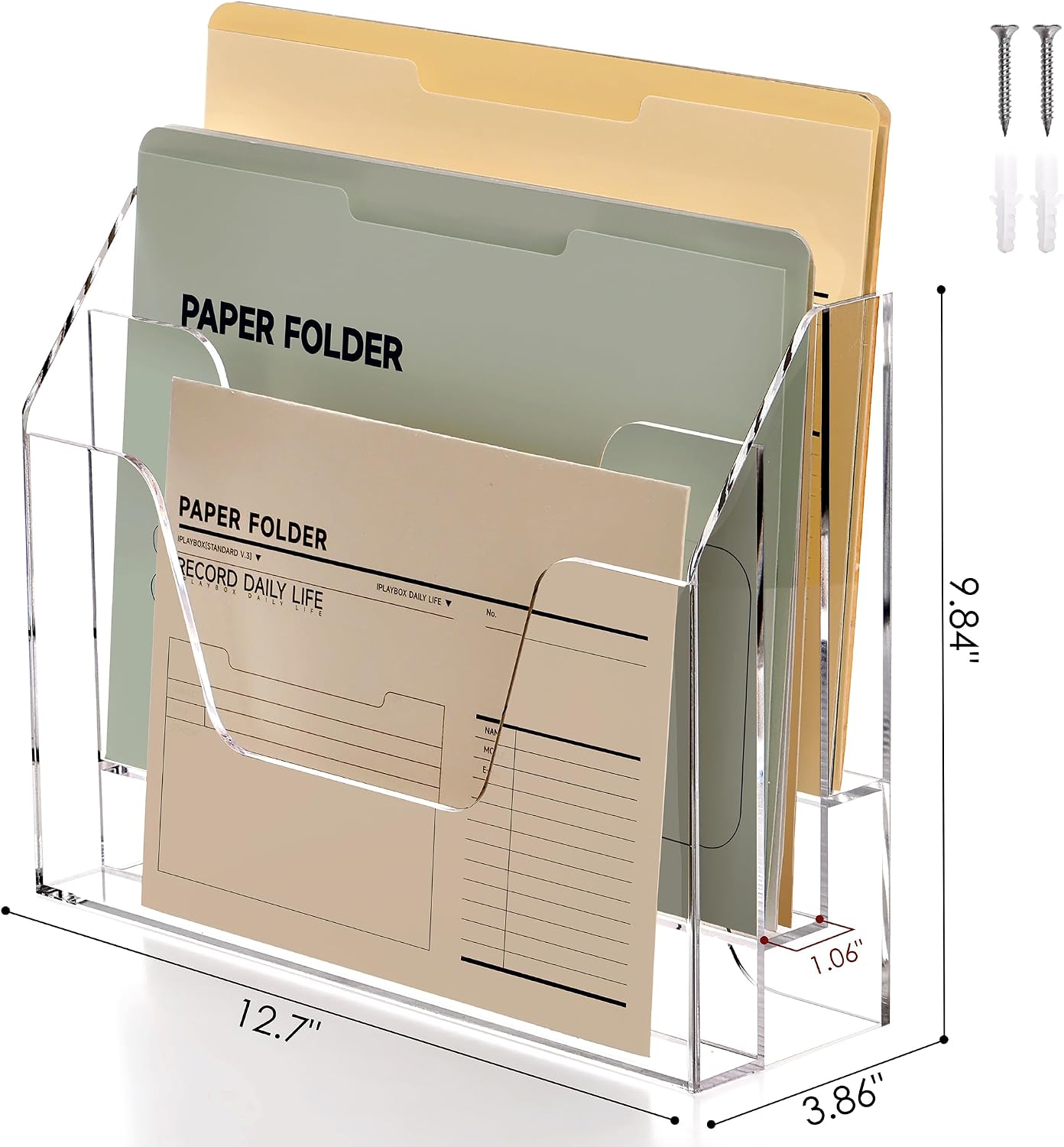Detalle de SANRUI 3-Tier (Style A) Acrylic Wall File Organizer, Clear Mail and File Storage