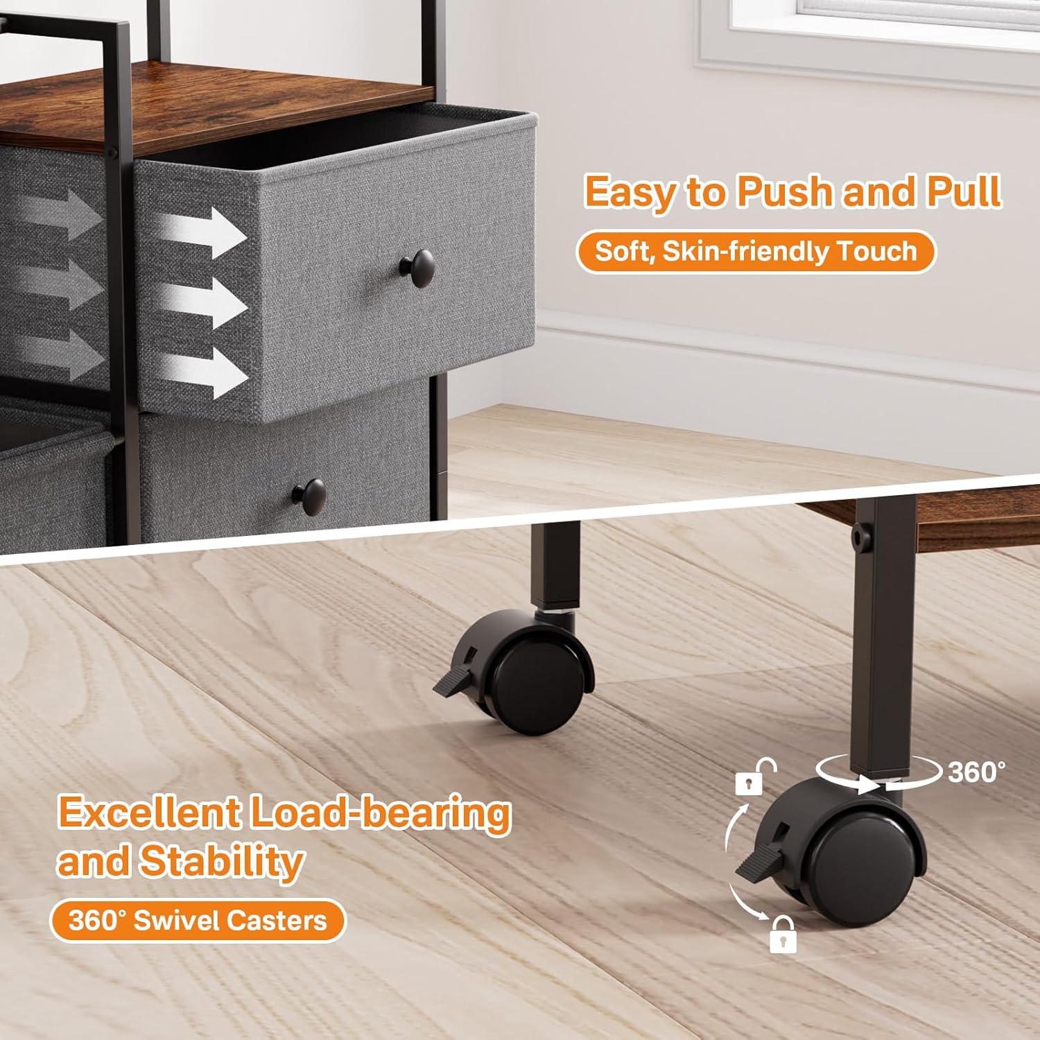 Thumbnail 4 de Modanais Baby Diaper Caddy Organizer Cart (3-Tier Rolling Utility Cart with Dividers & Drawers)
