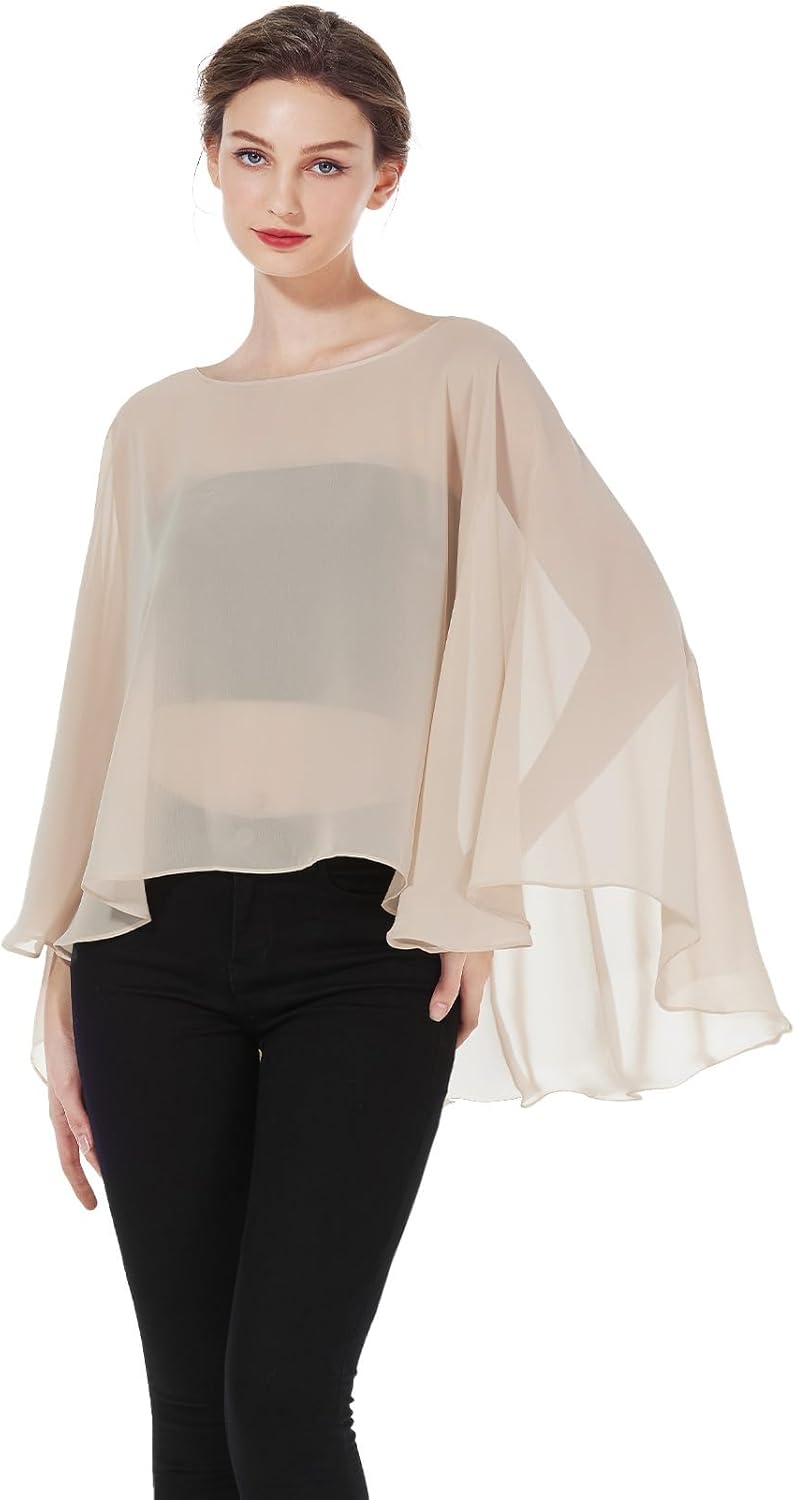 Thumbnail 6 de BEAUTELICATE Chiffon Shawl Wrap: Lightweight Summer Capelet for Weddings and Evening Wear