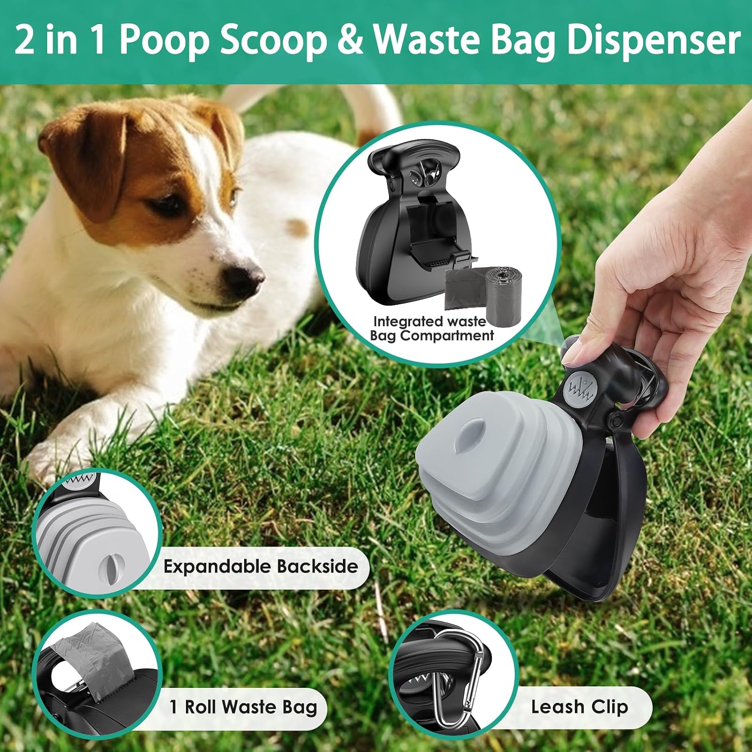 Detalle de ORIA Dog Poop Scooper Portable with 6 Bags