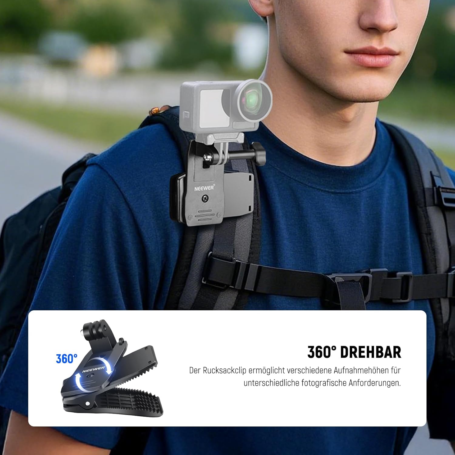 Thumbnail 3 de NEEWER Zubehör-Set für GoPro / Insta360 / DJI / AKASO: Schnellwechsel-Kopf-, Brust- & Handgelenkriemen (GP-75)